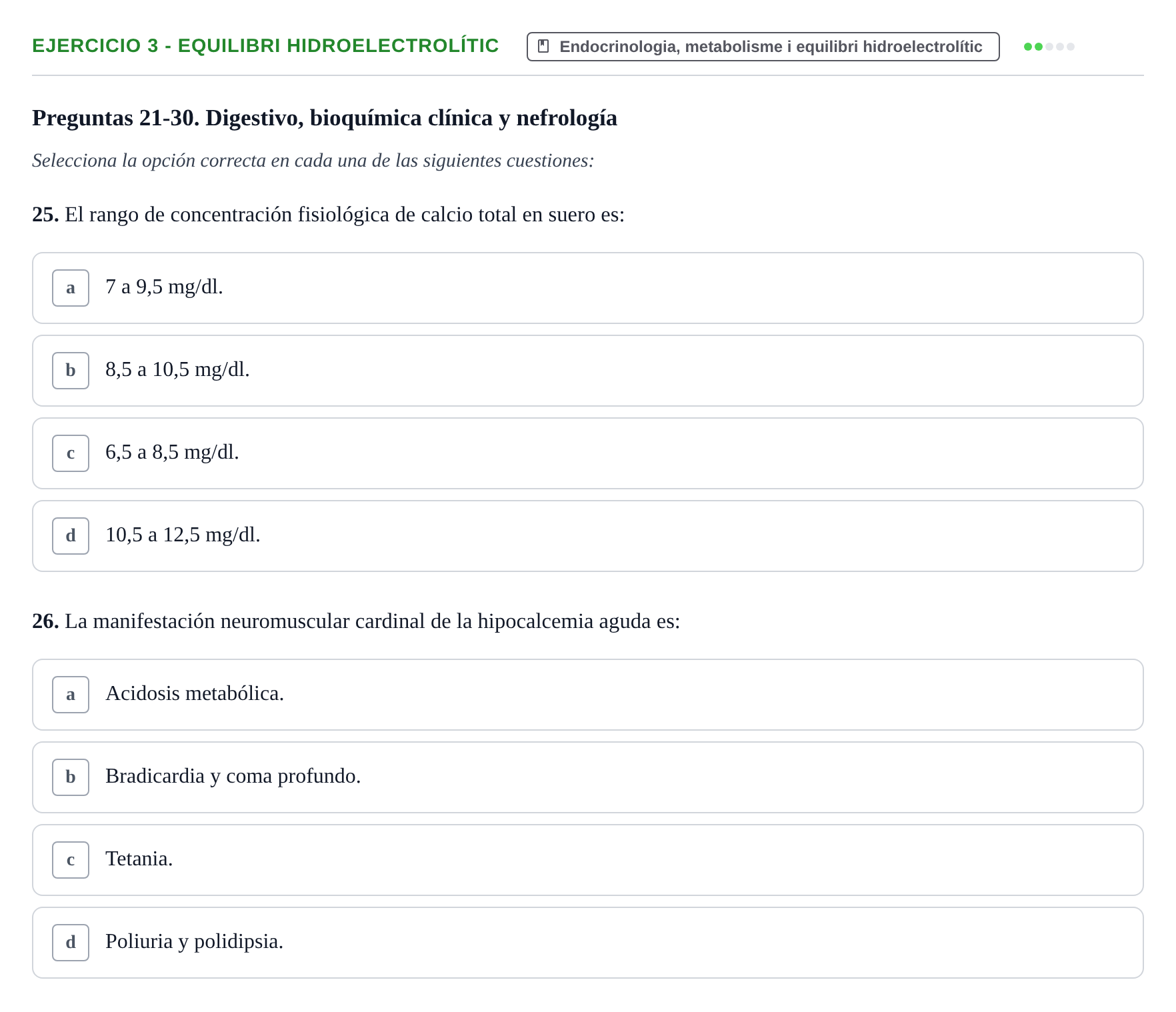 Enunciado: Ejercicio 3 - Equilibri hidroelectrolític · Fisiopatologia. Diagnòstic per la imatge UB Examen recopilatorio de Fisiopatología General