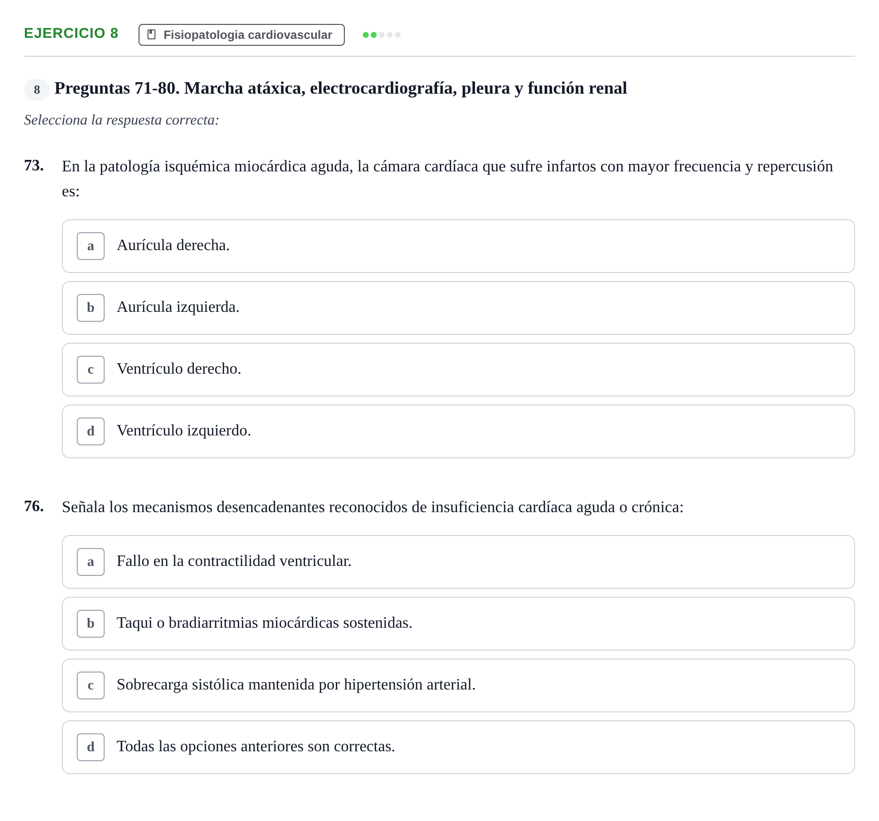 Enunciado: Ejercicio 8 - Fisiopatologia cardiovascular · Fisiopatologia. Diagnòstic per la imatge UB Examen recopilatorio de Fisiopatología General