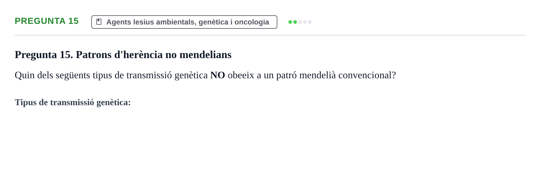Enunciado: Pregunta 15 · Fisiopatologia. Diagnòstic per la imatge UB Examen de Fisiopatologia: Segon Parcial