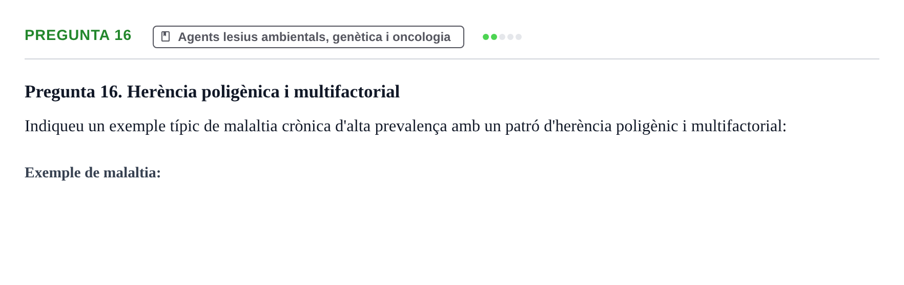 Enunciado: Pregunta 16 · Fisiopatologia. Diagnòstic per la imatge UB Examen de Fisiopatologia: Segon Parcial