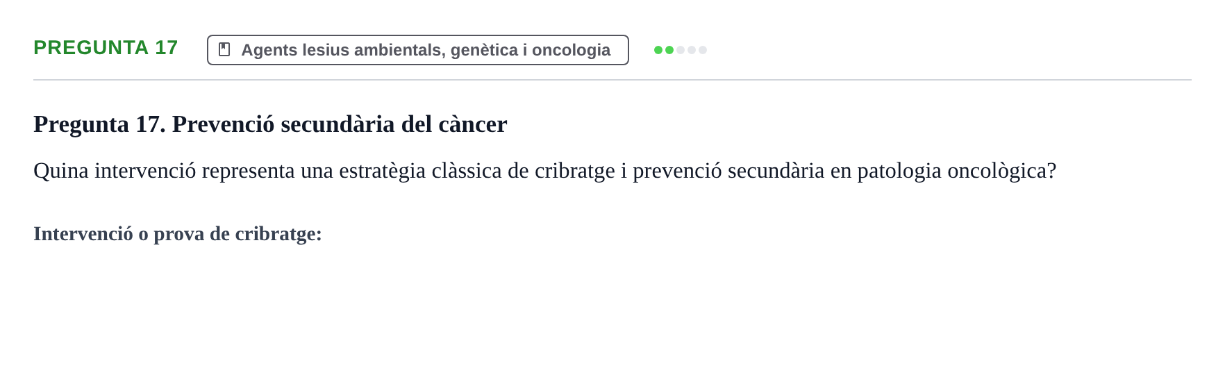Enunciado: Pregunta 17 · Fisiopatologia. Diagnòstic per la imatge UB Examen de Fisiopatologia: Segon Parcial