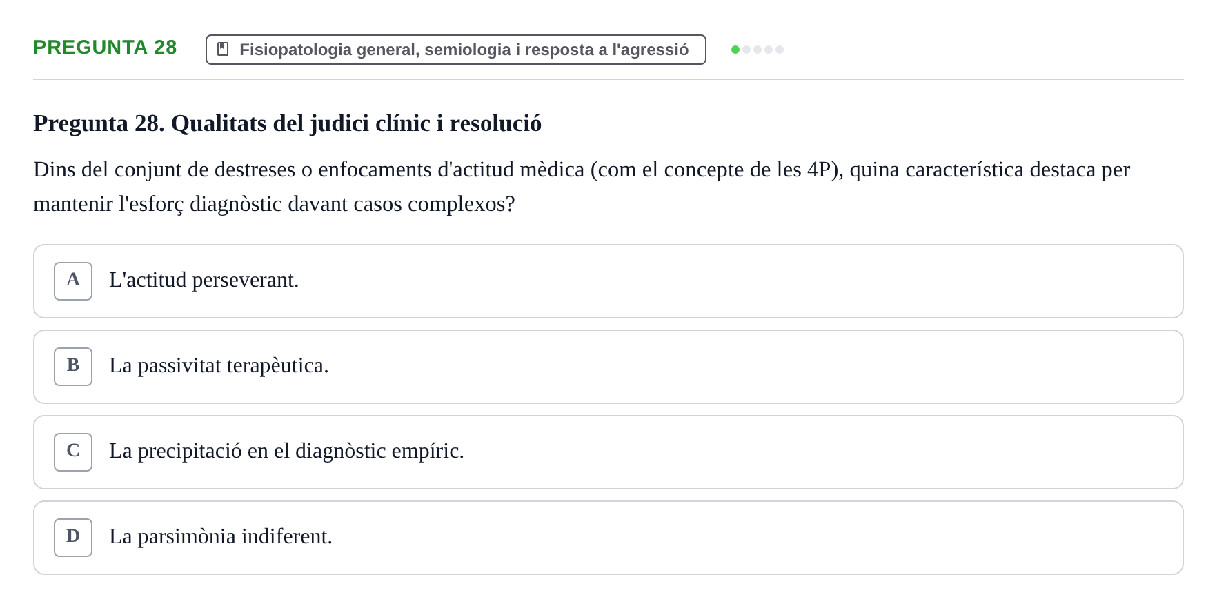 Enunciado: Pregunta 28 · Fisiopatologia. Diagnòstic per la imatge UB Examen de Fisiopatologia: Segon Parcial