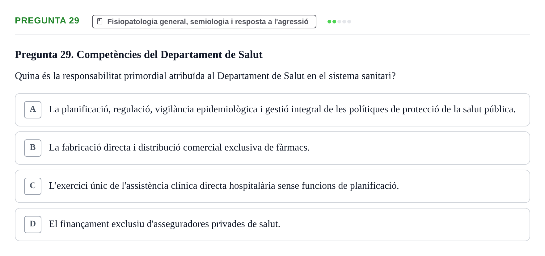 Enunciado: Pregunta 29 · Fisiopatologia. Diagnòstic per la imatge UB Examen de Fisiopatologia: Segon Parcial
