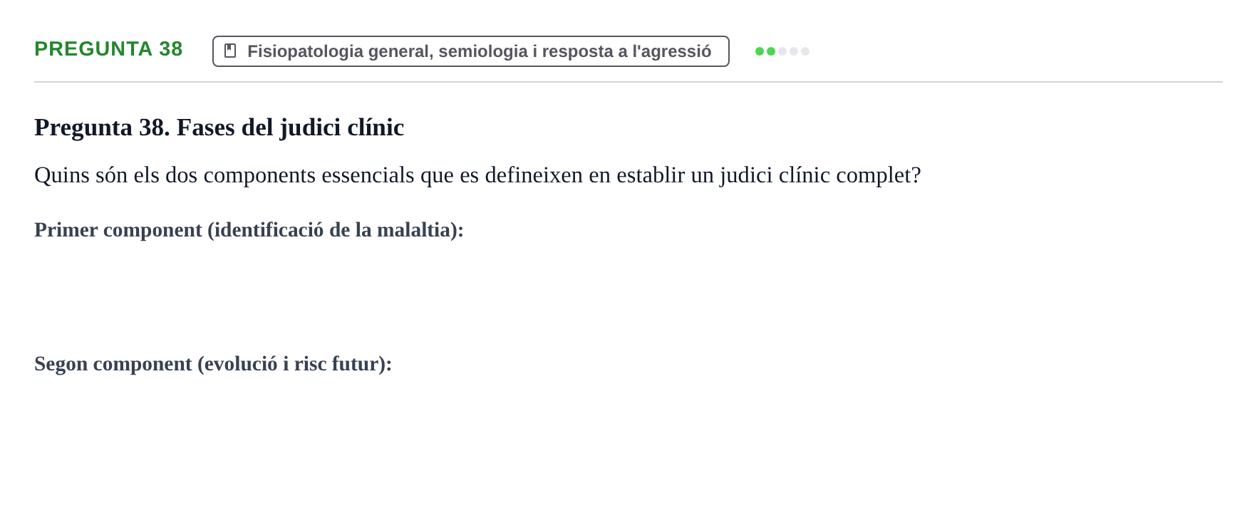 Enunciado: Pregunta 38 · Fisiopatologia. Diagnòstic per la imatge UB Examen de Fisiopatologia: Segon Parcial