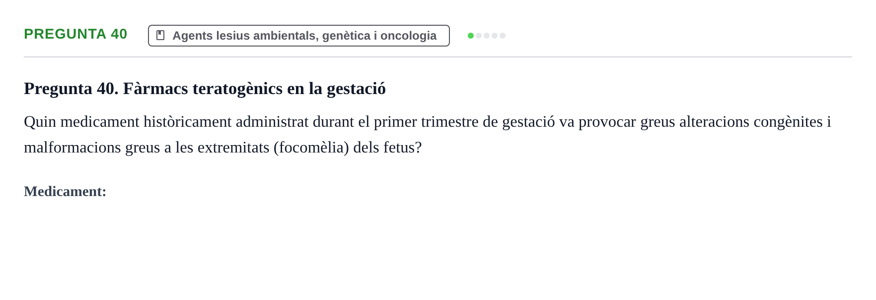 Enunciado: Pregunta 40 · Fisiopatologia. Diagnòstic per la imatge UB Examen de Fisiopatologia: Segon Parcial