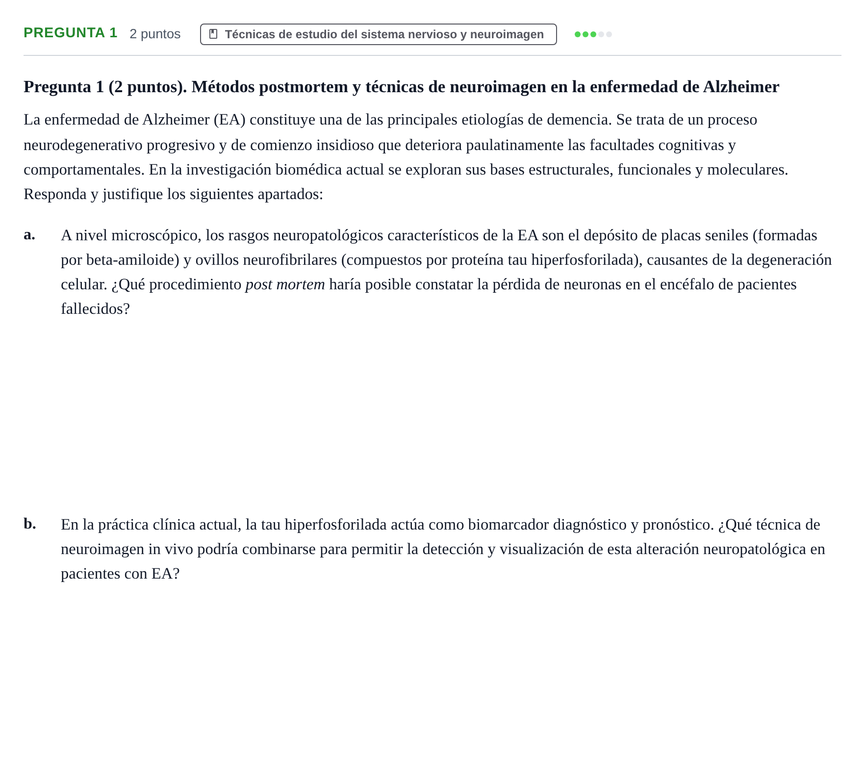 Enunciado: Pregunta 1 · Psicobiologia I UOC 2023