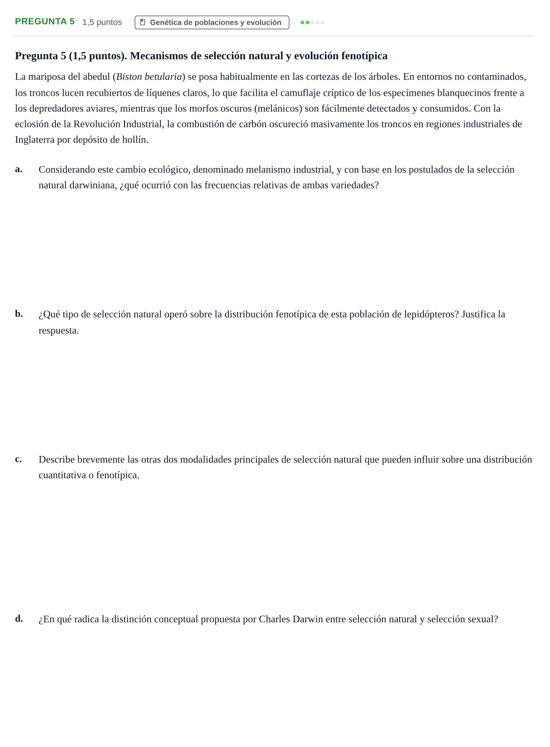 Enunciado: Pregunta 5 · Psicobiologia I UOC 2023