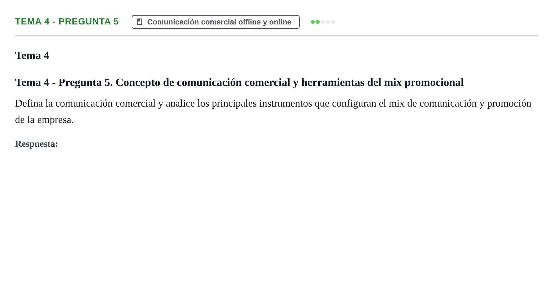 Enunciado: Tema 4 - Pregunta 5