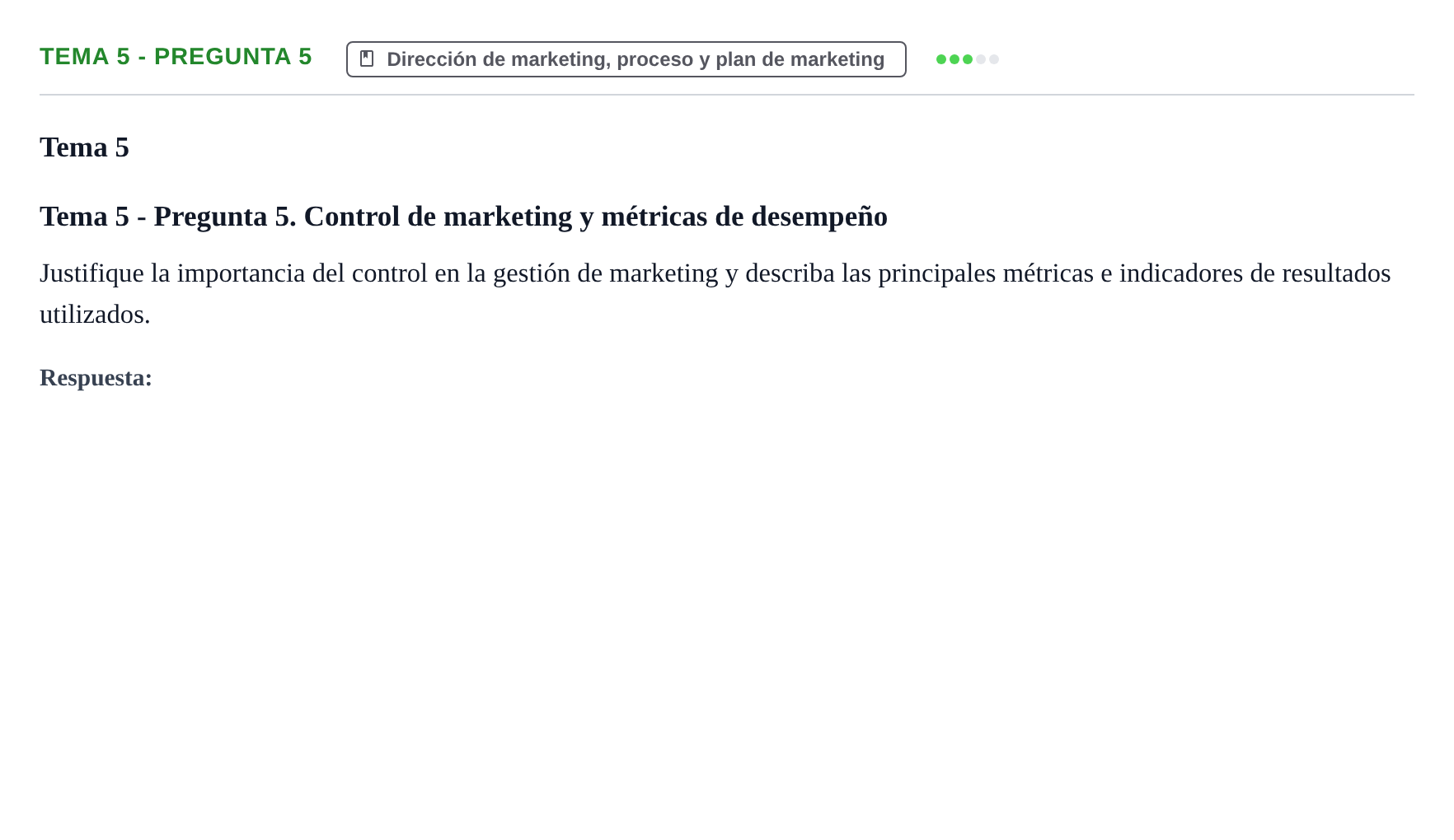 Enunciado: Tema 5 - Pregunta 5