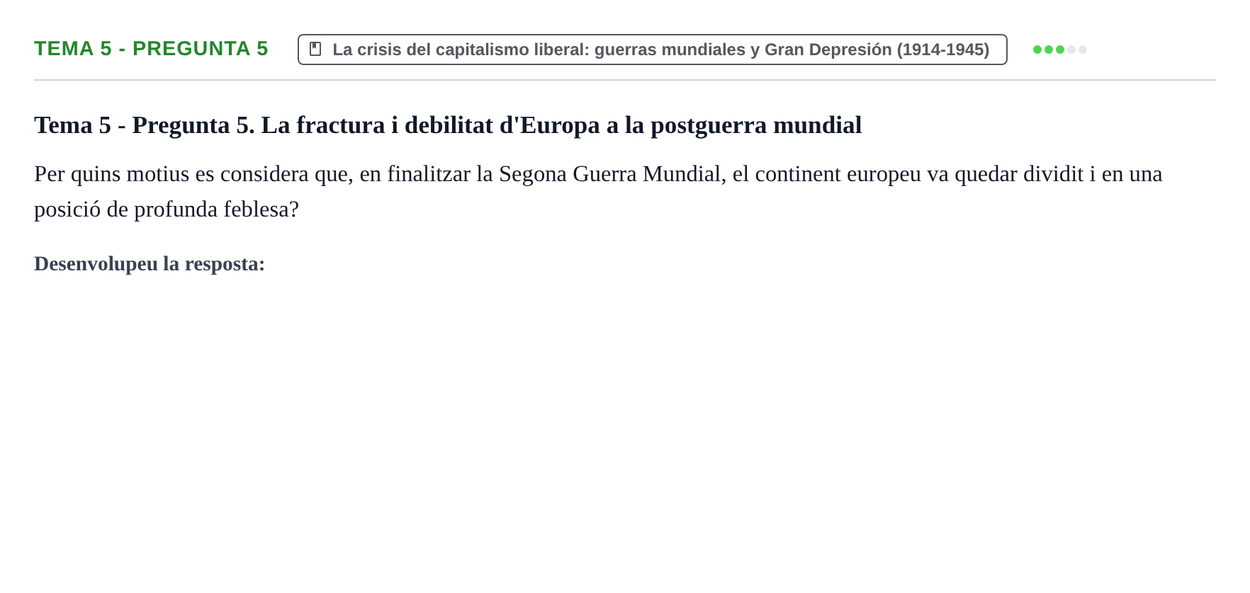 Enunciado: Tema 5 - Pregunta 5
