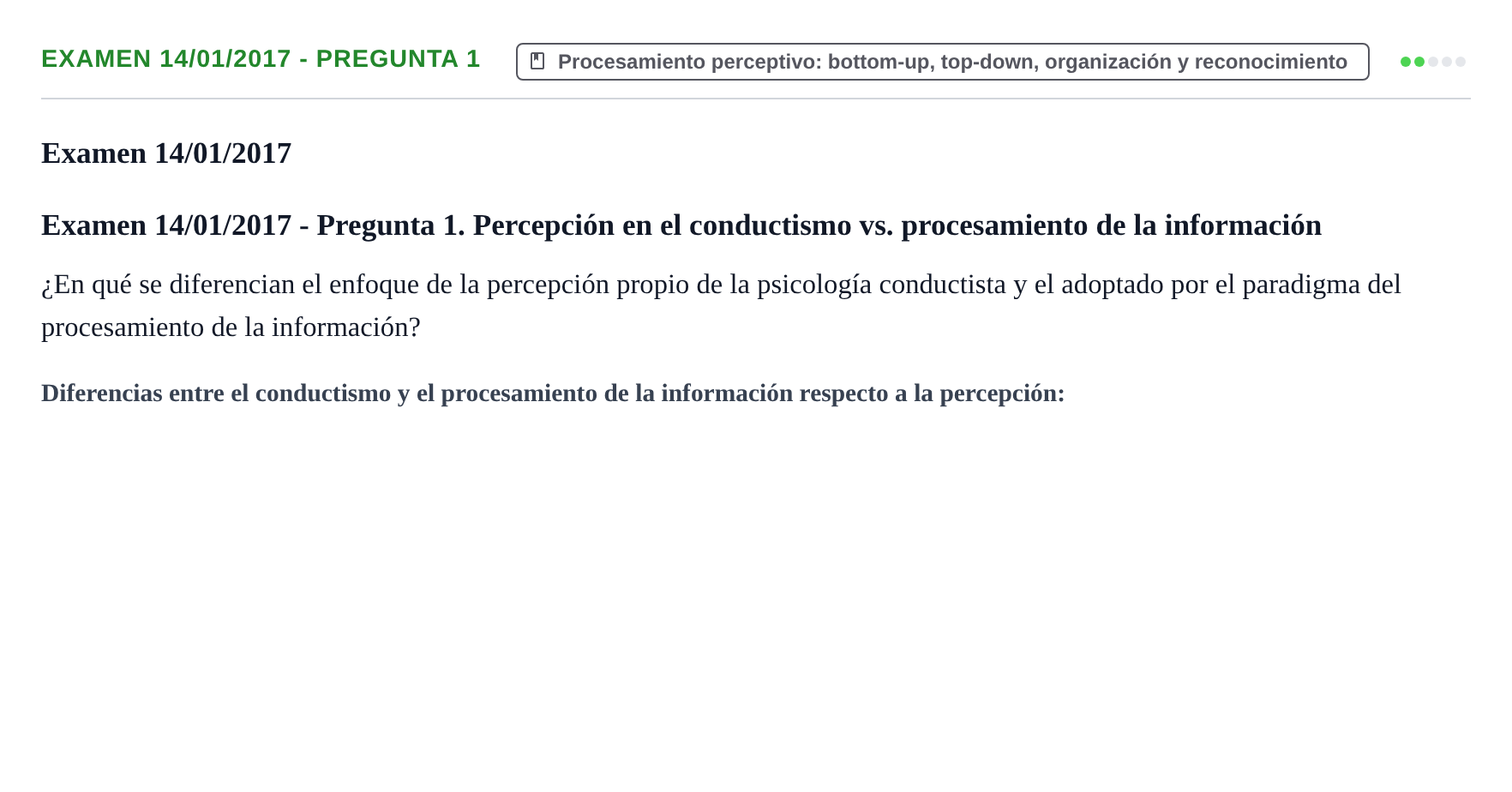 Enunciado: Ejercicio Examen 14/01/2017 - Pregunta 1 · Psicología de la Percepción y la Emoción UOC 2017