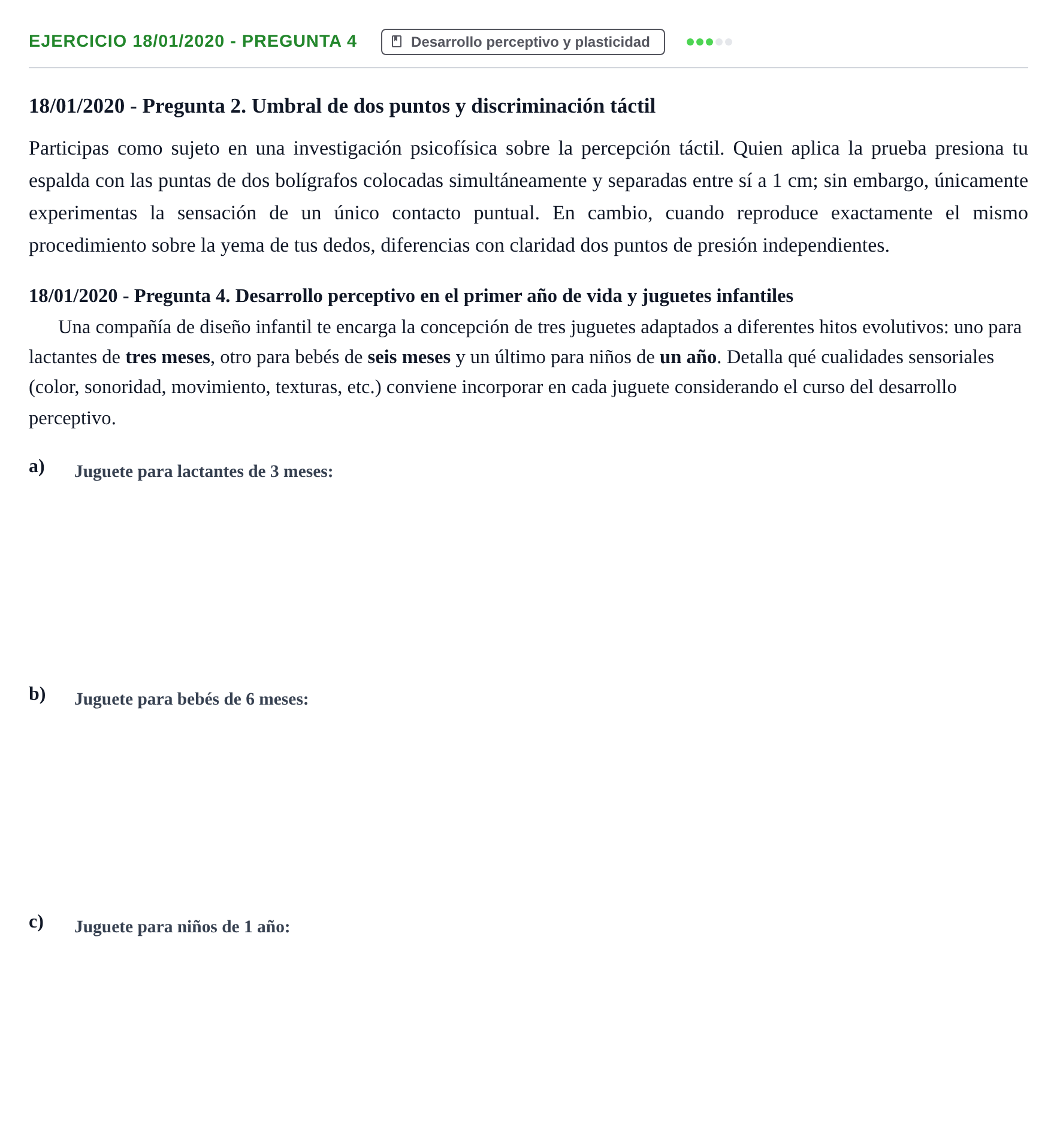 Enunciado: Ejercicio 18/01/2020 - Pregunta 4 · Psicología de la Percepción y la Emoción UOC 2020
