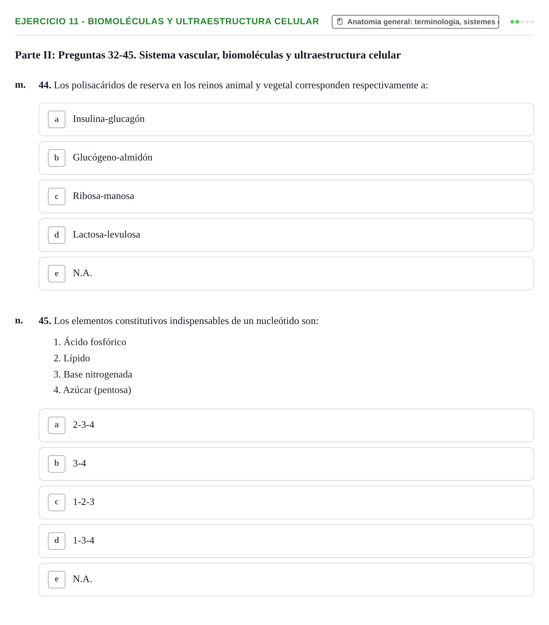 Enunciado: 11 - Biomoléculas y ultraestructura celular