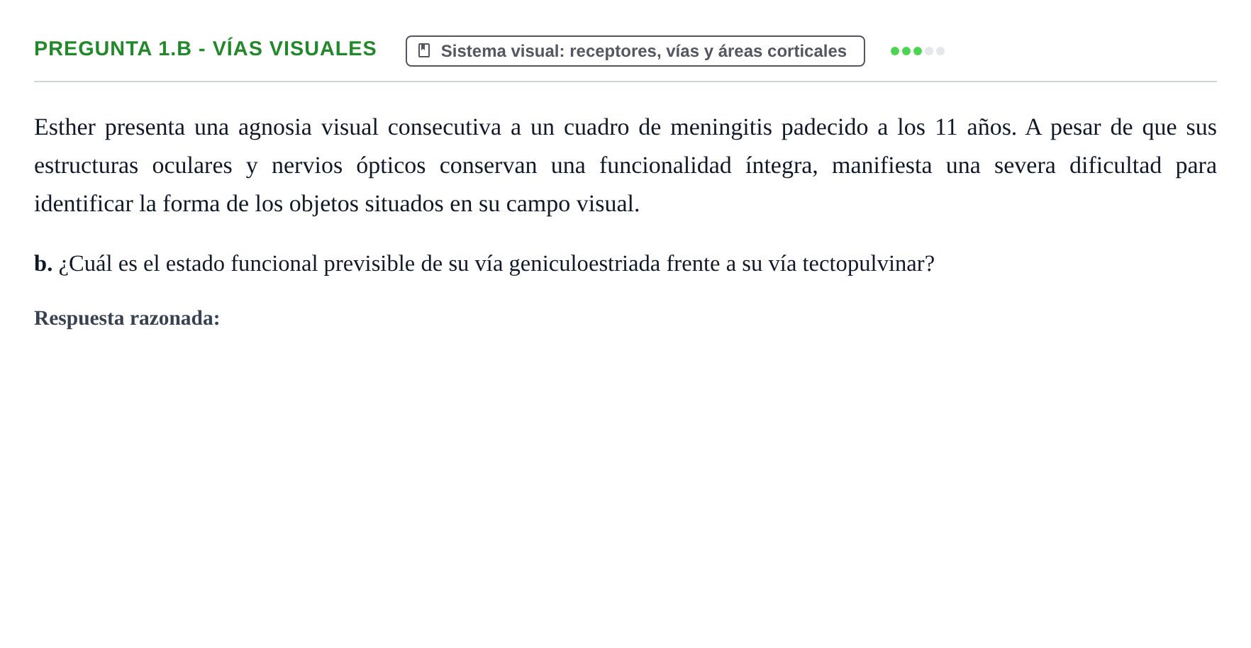 Enunciado: Pregunta 1.b - Vías visuales · Psicología de la Percepción y la Emoción UOC 2018