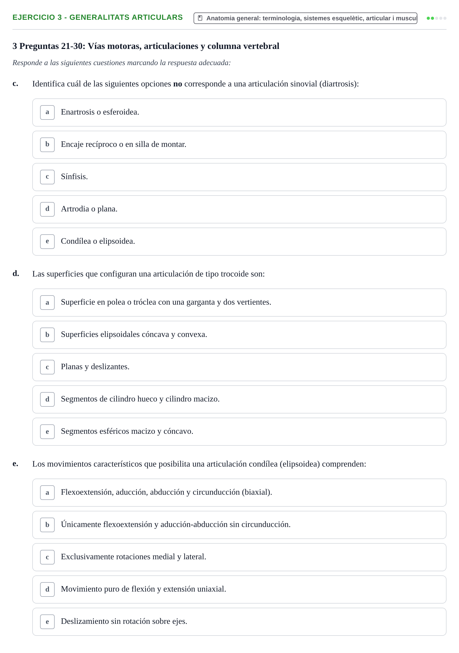 Enunciado: 3 - Generalitats articulars
