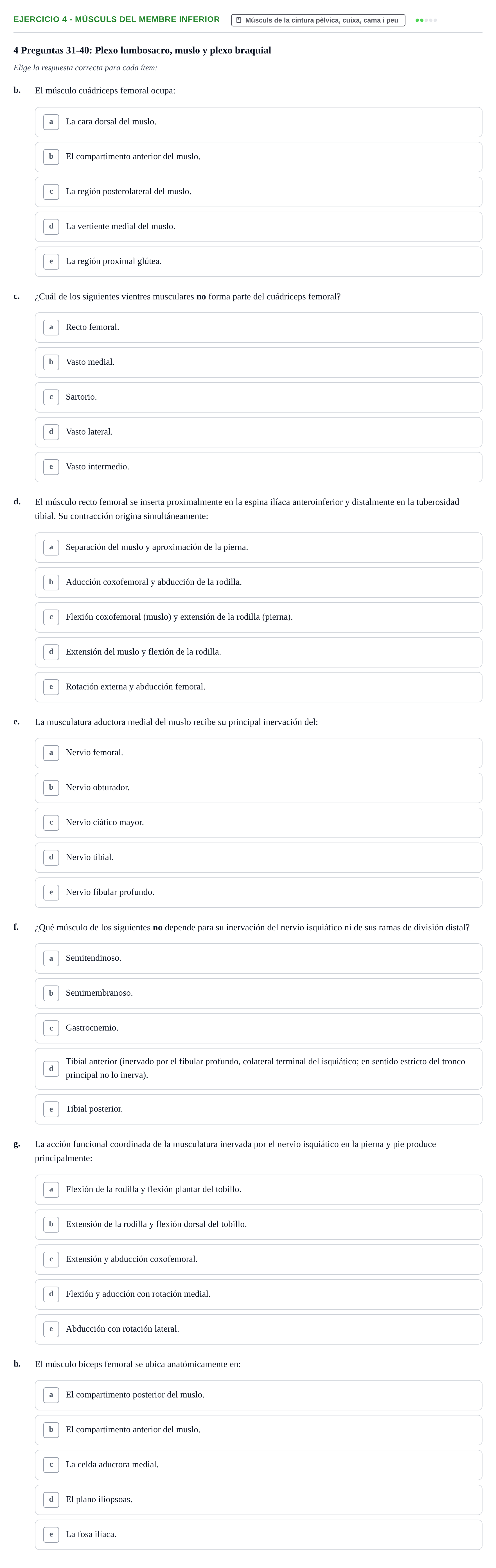 Enunciado: 4 - Músculs del membre inferior