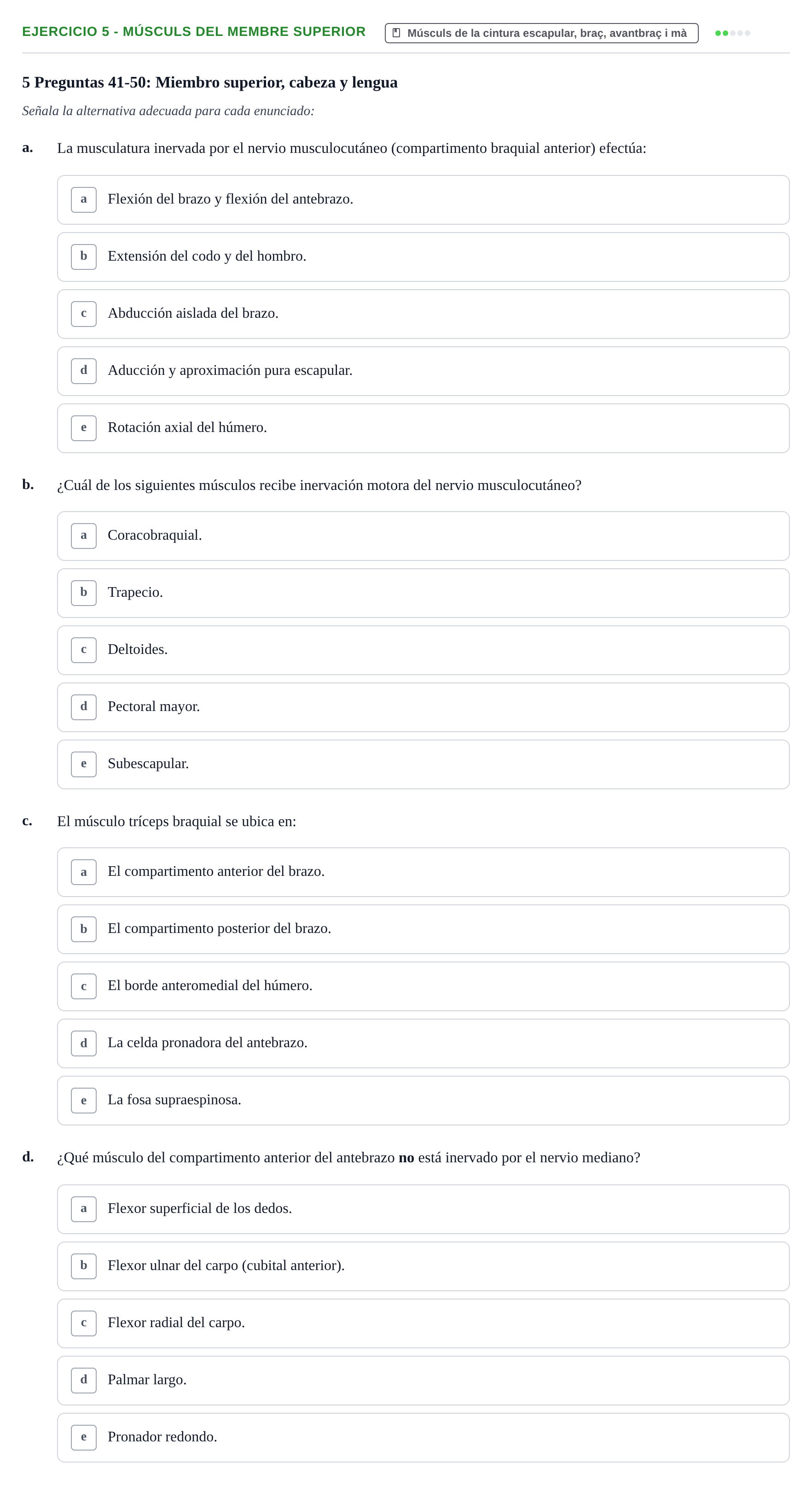 Enunciado: 5 - Músculs del membre superior