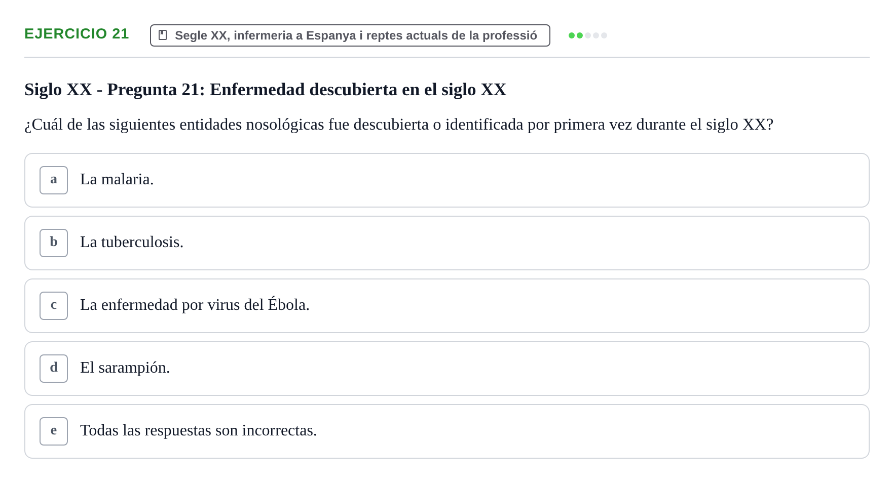 Enunciado: Problema 21 · Evolució Històrica i Filosòfica de la Cura UPF Examen tipo test: Evolución Histórica y Filosófica del Cuidado (Modelo 2)