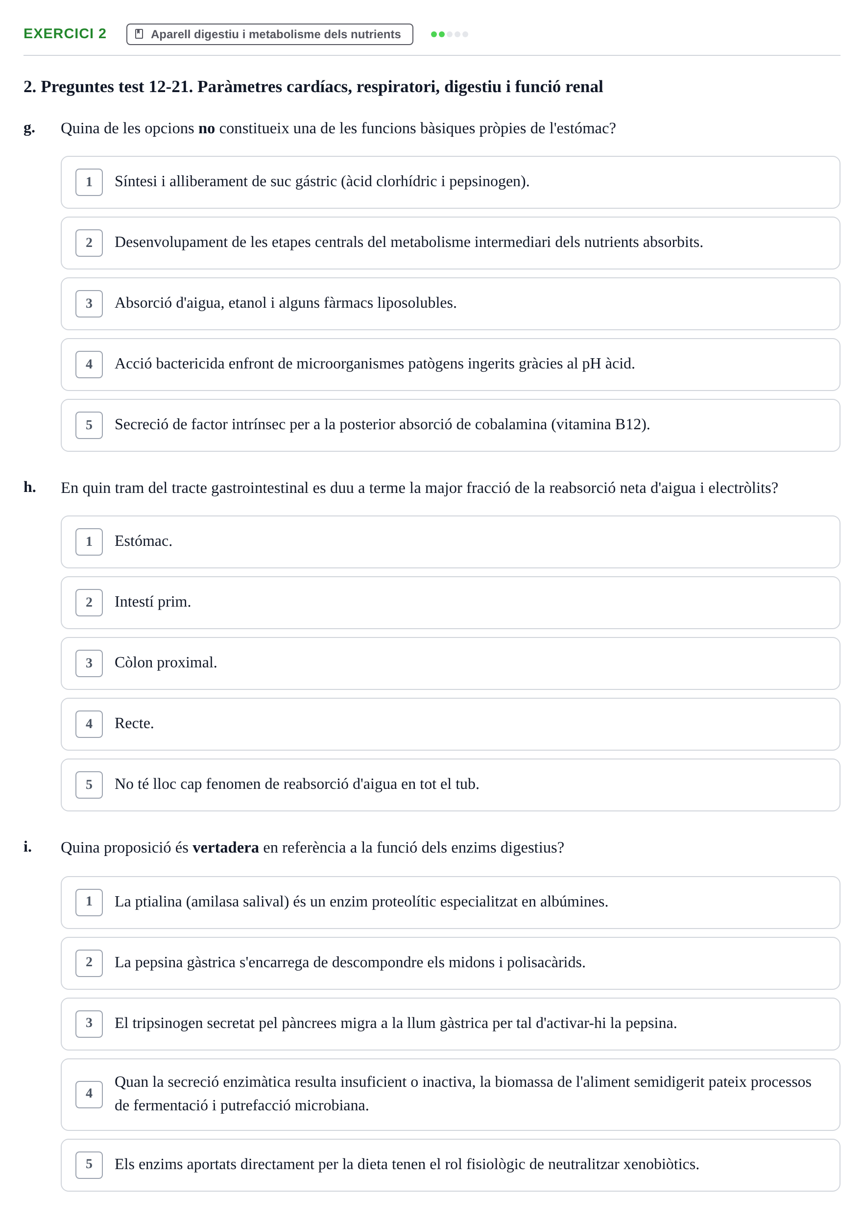Enunciado: Ejercicio 2 - Aparell digestiu · Funció del Cos Humà I UVIC Recull d'activitats d'avaluació: Fisiologia del Cos Humà I