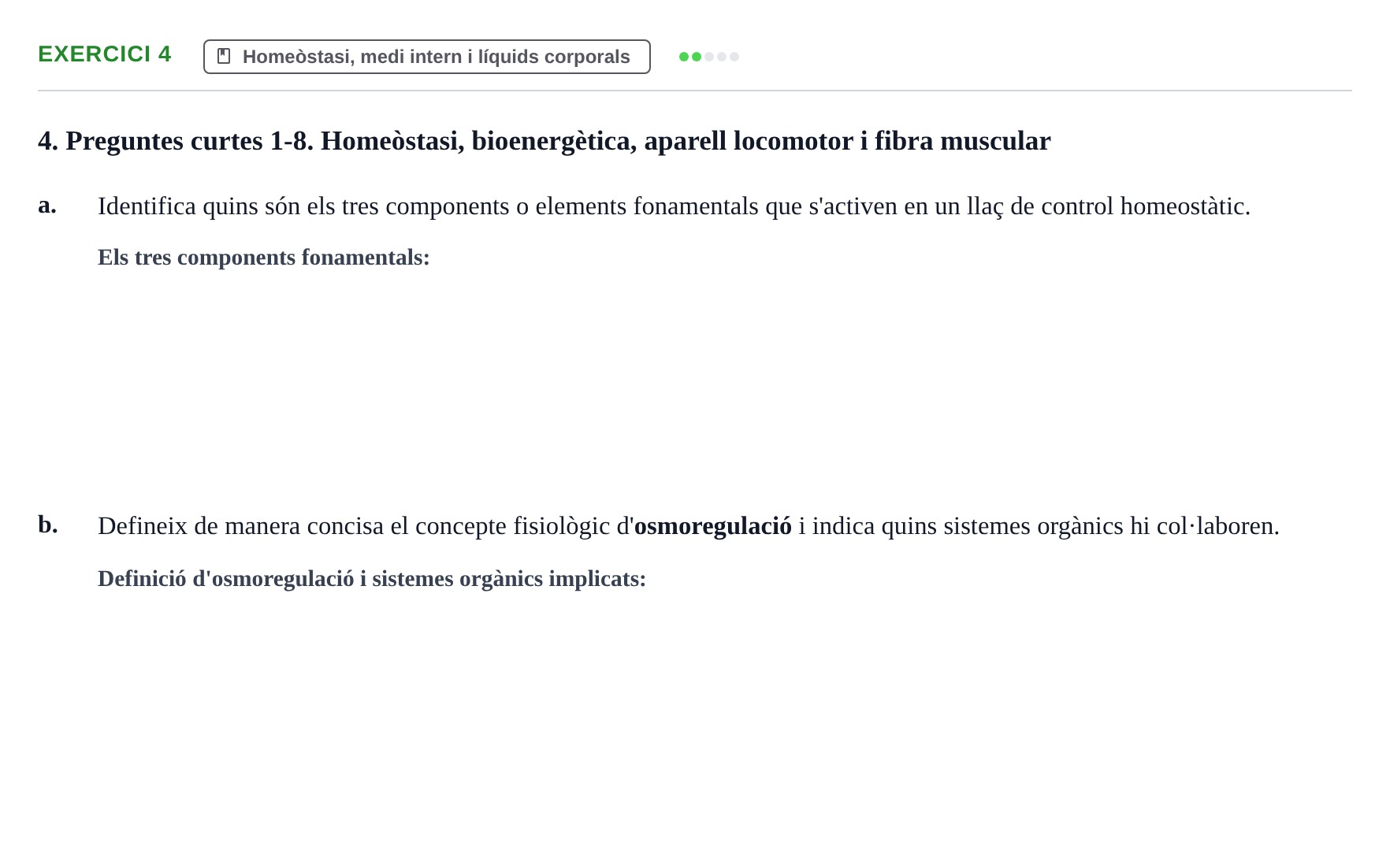 Enunciado: Ejercicio 4 - Homeòstasi · Funció del Cos Humà I UVIC Recull d'activitats d'avaluació: Fisiologia del Cos Humà I
