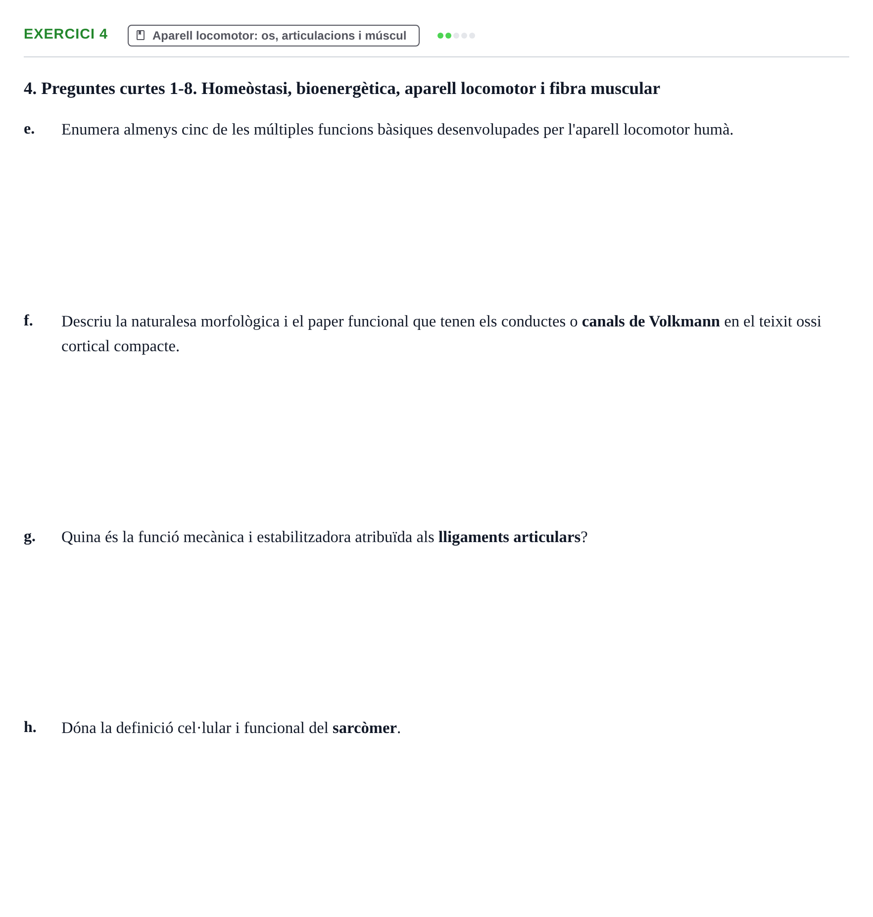Enunciado: Ejercicio 4 - Aparell locomotor · Funció del Cos Humà I UVIC Recull d'activitats d'avaluació: Fisiologia del Cos Humà I