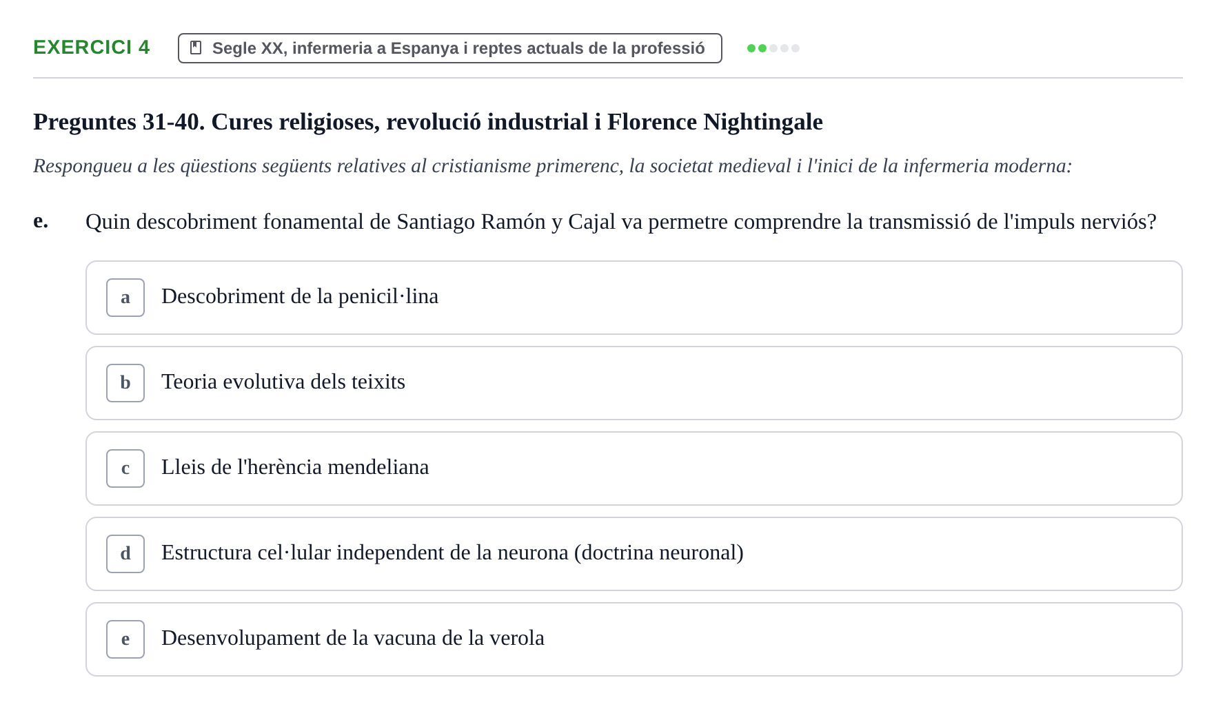 Enunciado: Ejercicio 4 - Segle XX, infermeria a Espanya i reptes actua… · Evolució Històrica i Filosòfica de la Cura UPF Banc de preguntes d'examen: Evolució Històrica i Filosòfica de la Cura