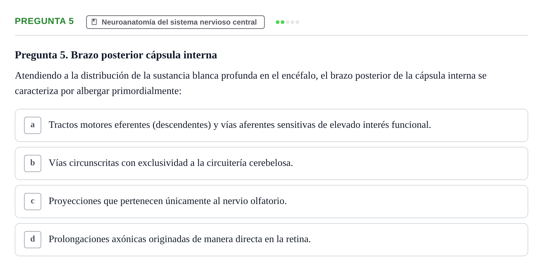 Enunciado: Pregunta 5 · Anatomía Humana UB 2024