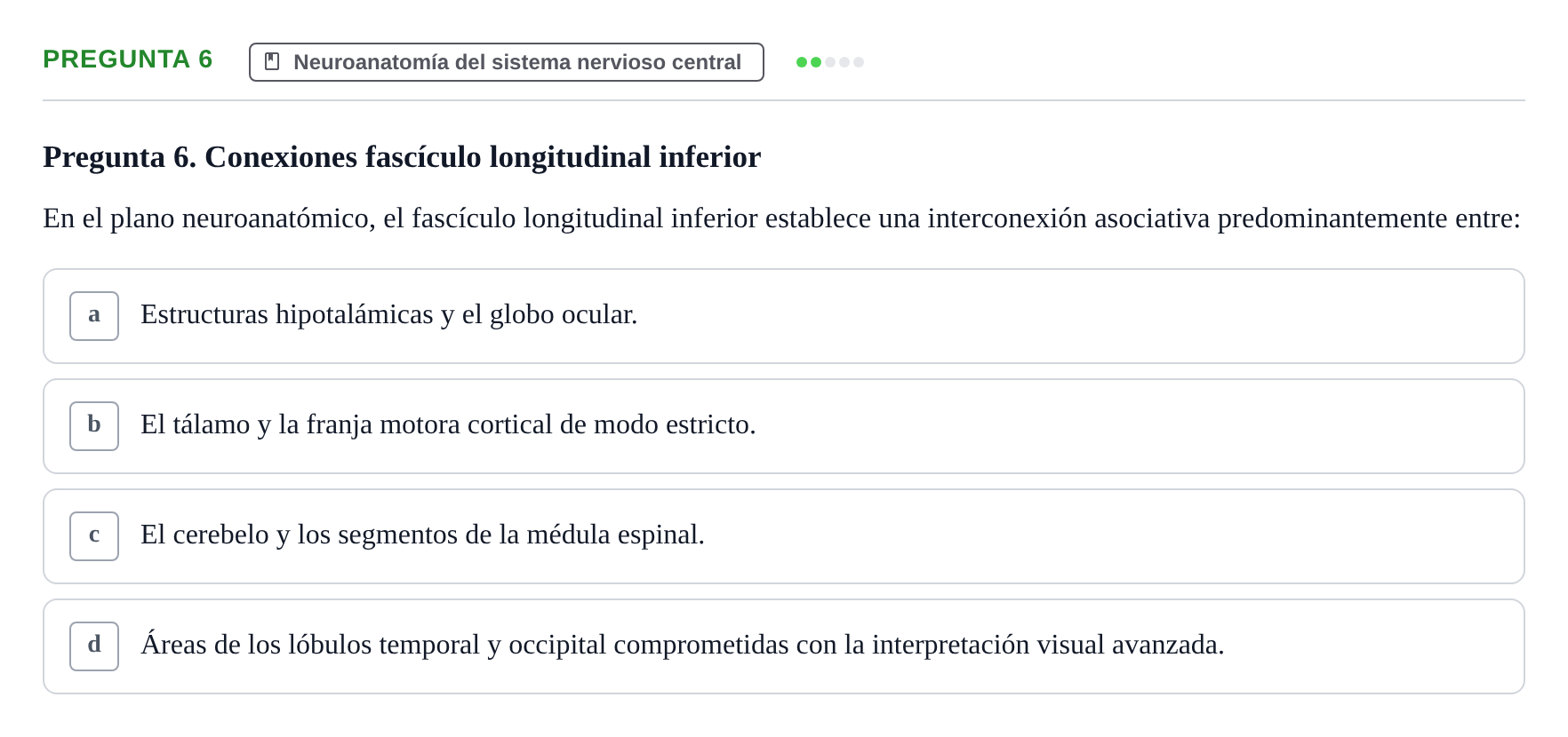 Enunciado: Pregunta 6 · Anatomía Humana UB 2024