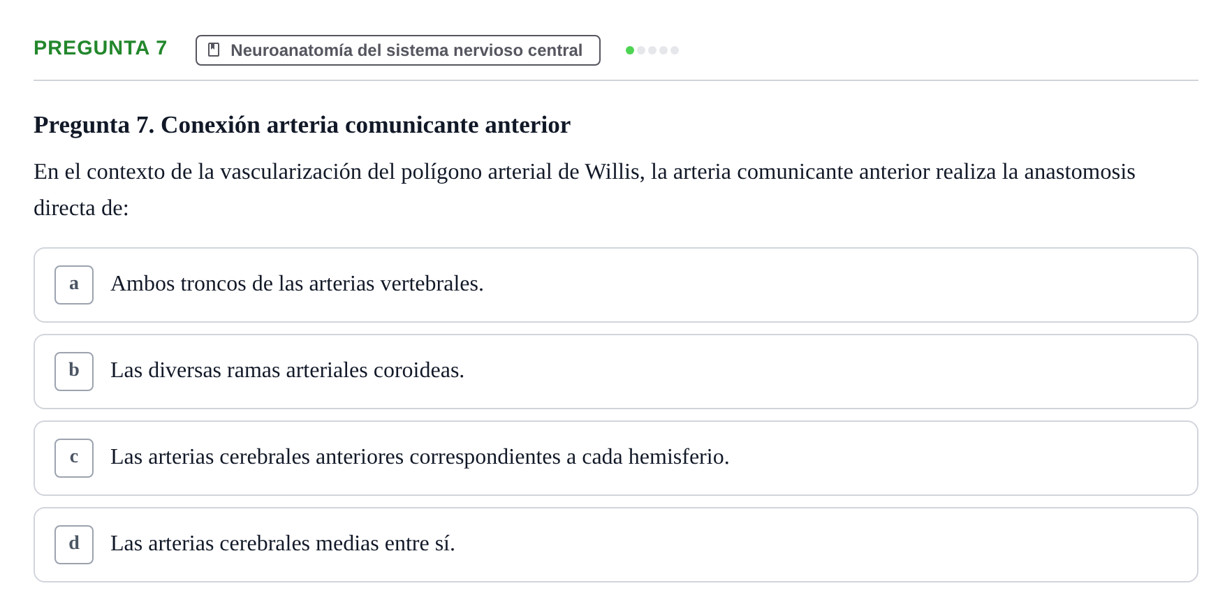 Enunciado: Pregunta 7 · Anatomía Humana UB 2024