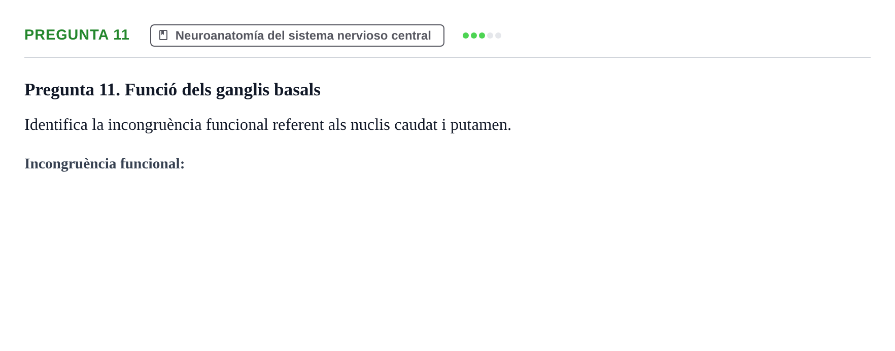 Enunciado: Pregunta 11 · Anatomía Humana UB Examen 1. Anatomia Humana
