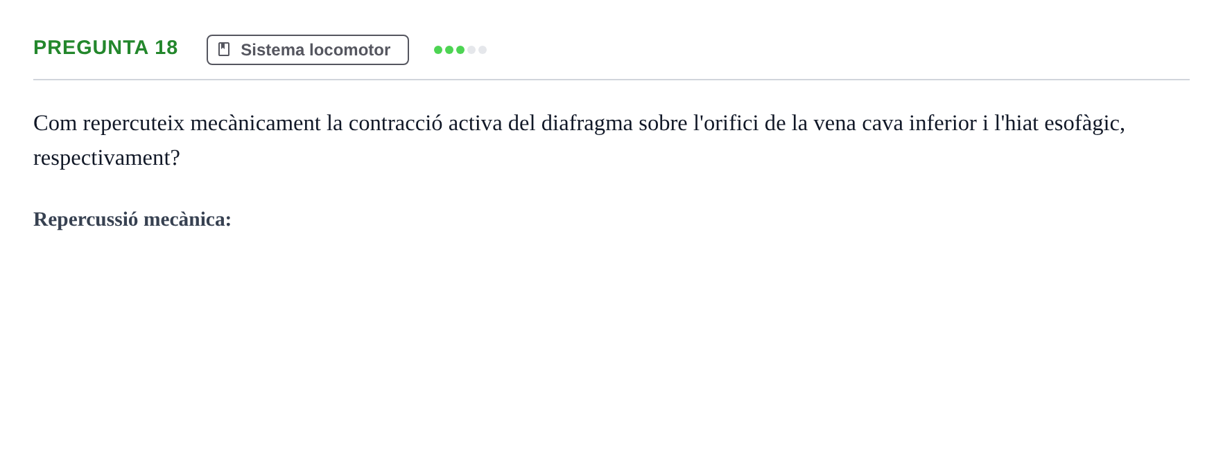 Enunciado: Pregunta 18 · Anatomía Humana UB Examen 1. Anatomia Humana