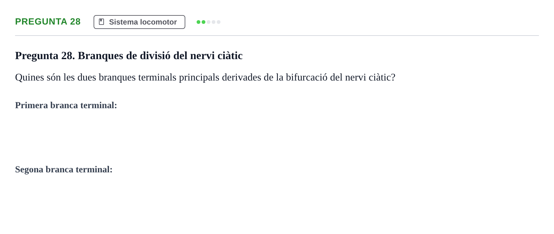 Enunciado: Pregunta 28 · Anatomía Humana UB Examen 1. Anatomia Humana