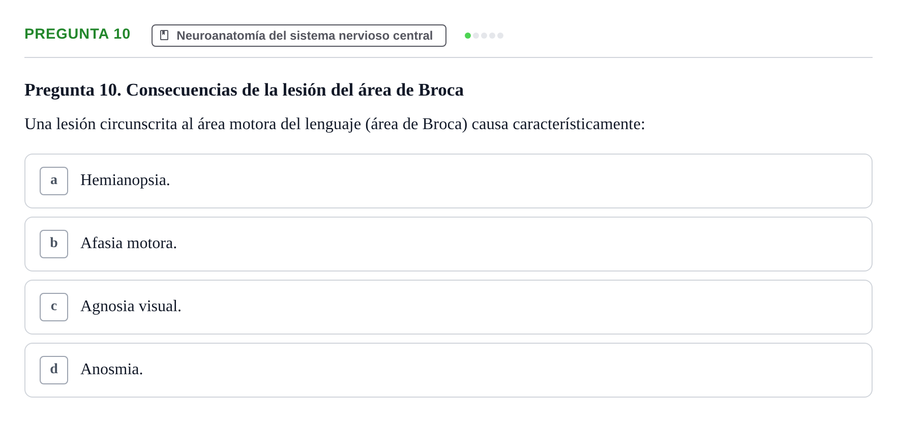 Enunciado: Pregunta 10 · Anatomía Humana UB 2024