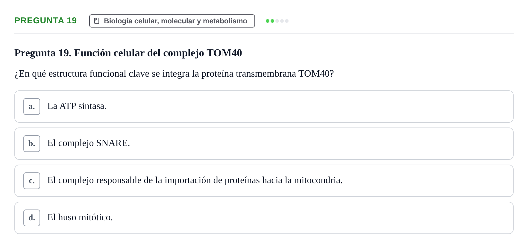 Enunciado: Pregunta 19 · Anatomía Humana UB 2024