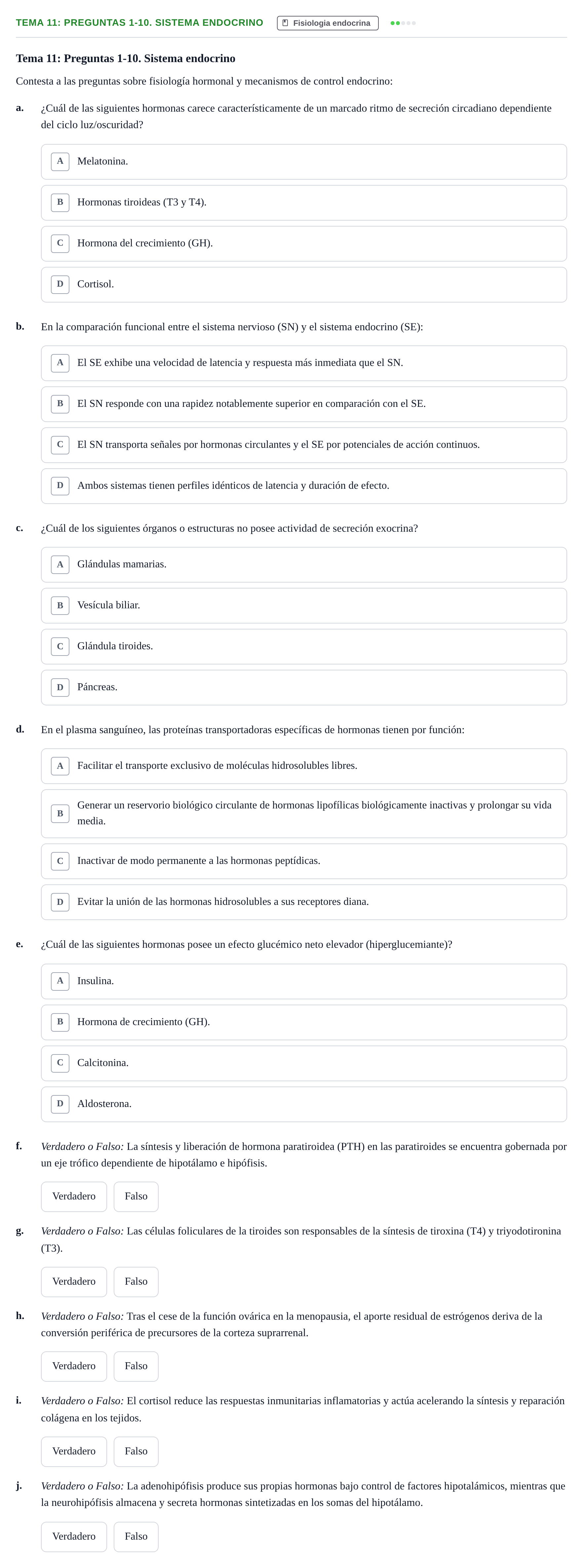 Enunciado: Tema 11: Preguntas 1-10. Sistema endocrino
