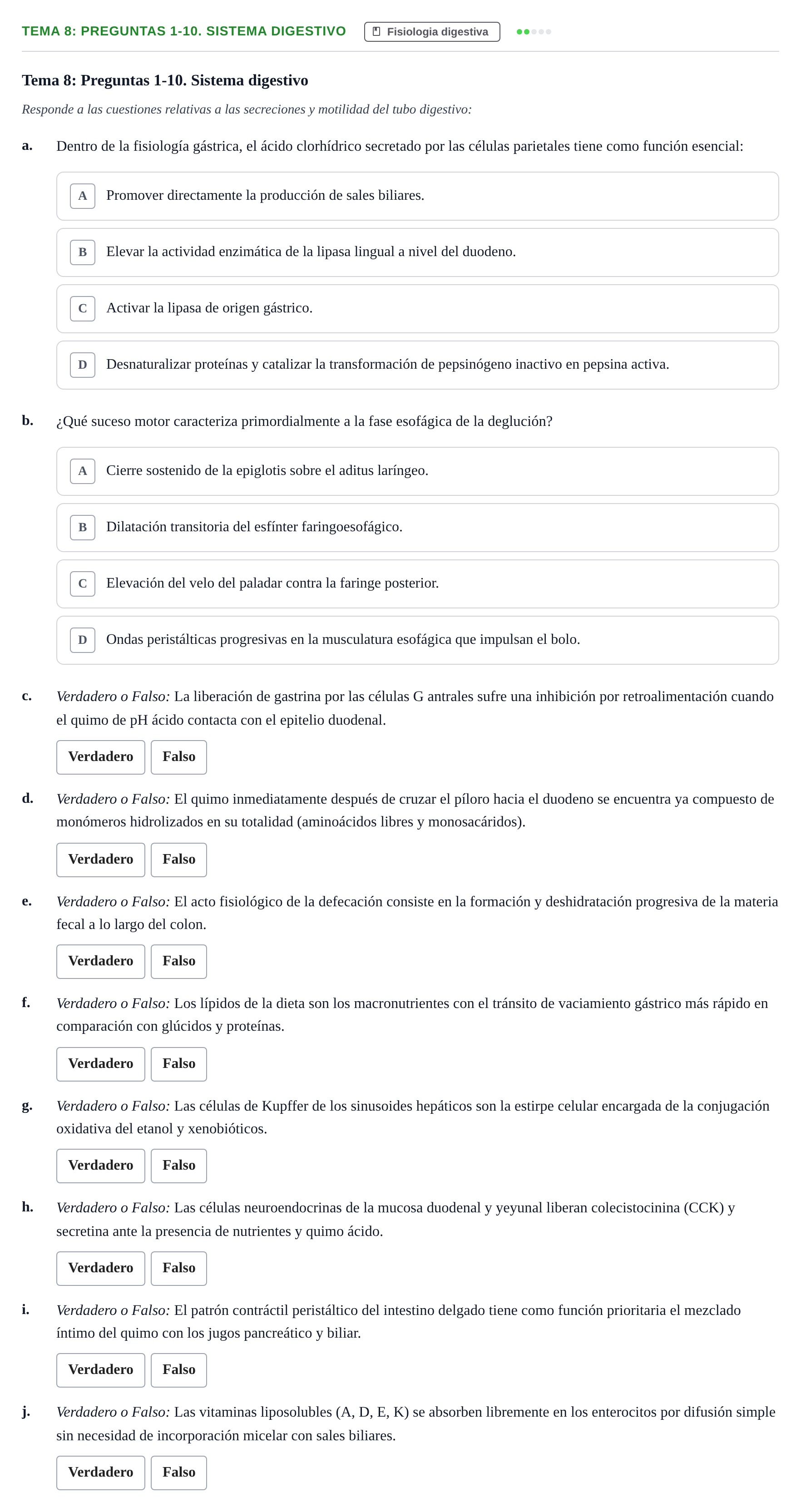 Enunciado: Tema 8: Preguntas 1-10. Sistema digestivo