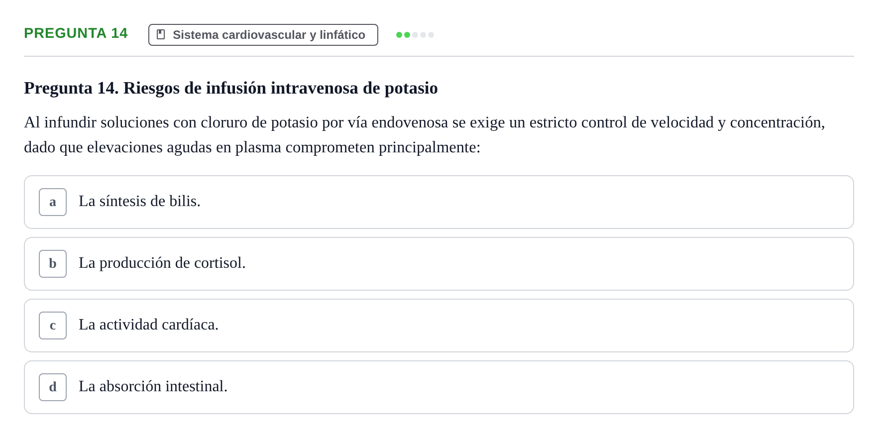 Enunciado: Pregunta 14 · Anatomía Humana UB Juny 2025