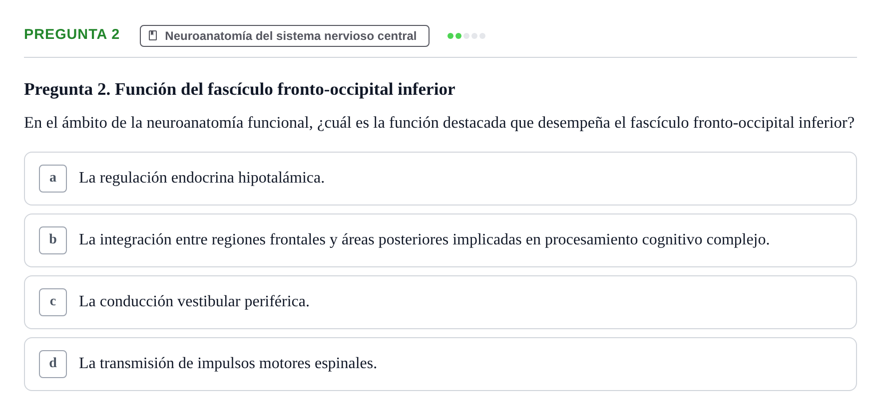 Enunciado: Pregunta 2 · Anatomía Humana UB Juny 2025