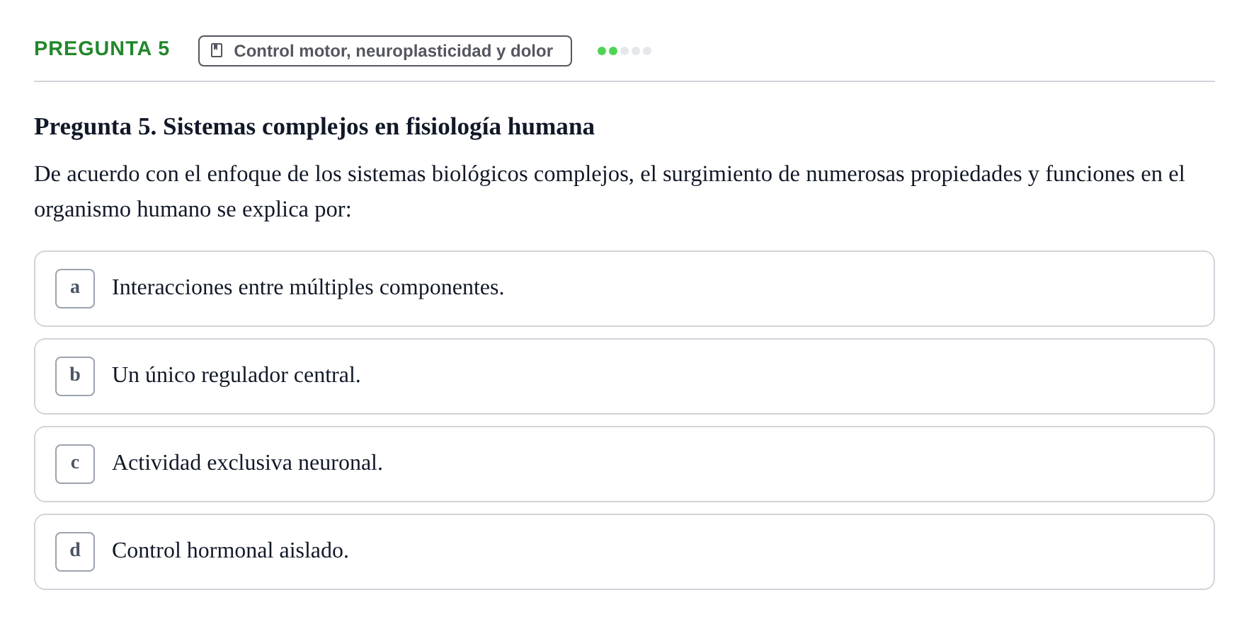 Enunciado: Pregunta 5 · Anatomía Humana UB Juny 2025