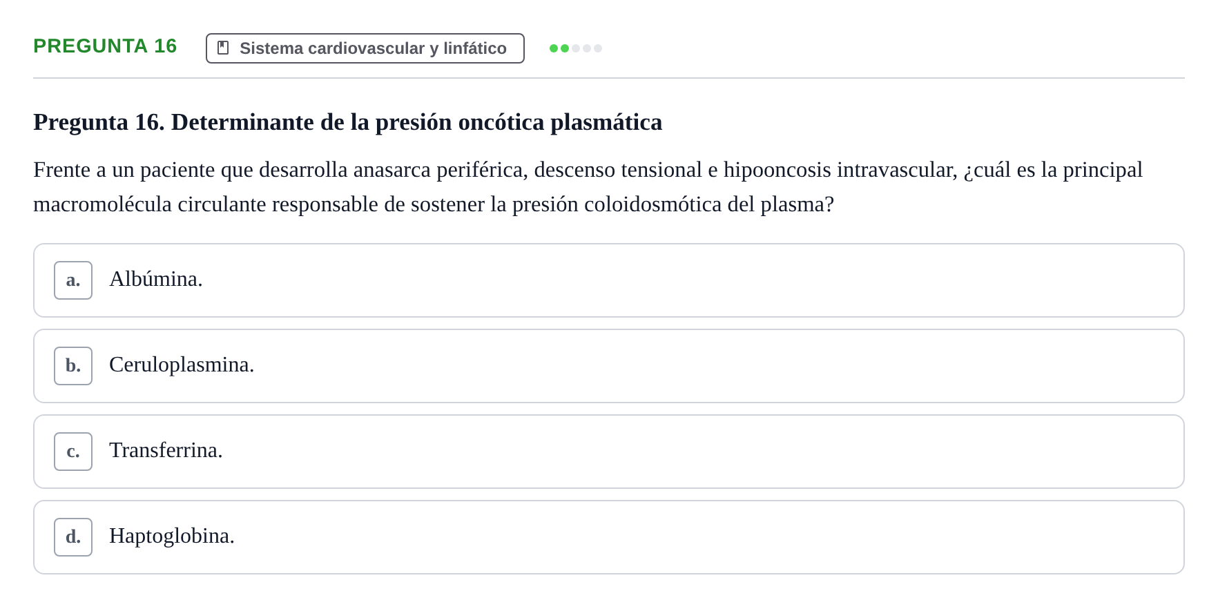 Enunciado: Pregunta 16 · Anatomía Humana UB Juny 2024