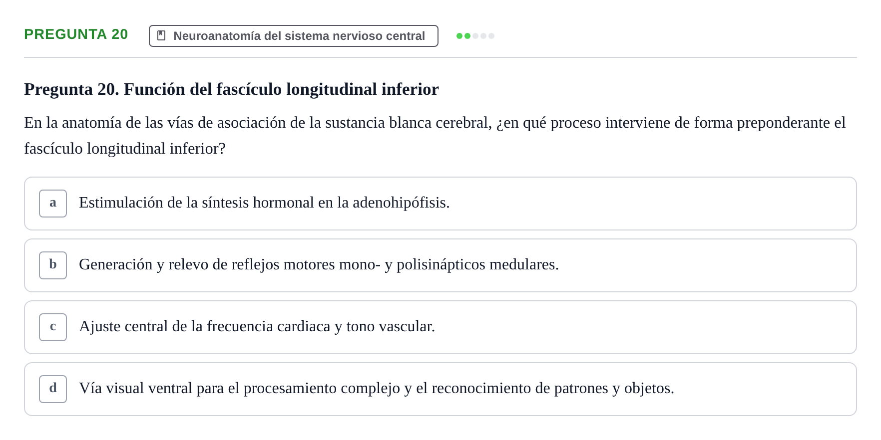 Enunciado: Pregunta 20 · Anatomía Humana UB Juny 2024
