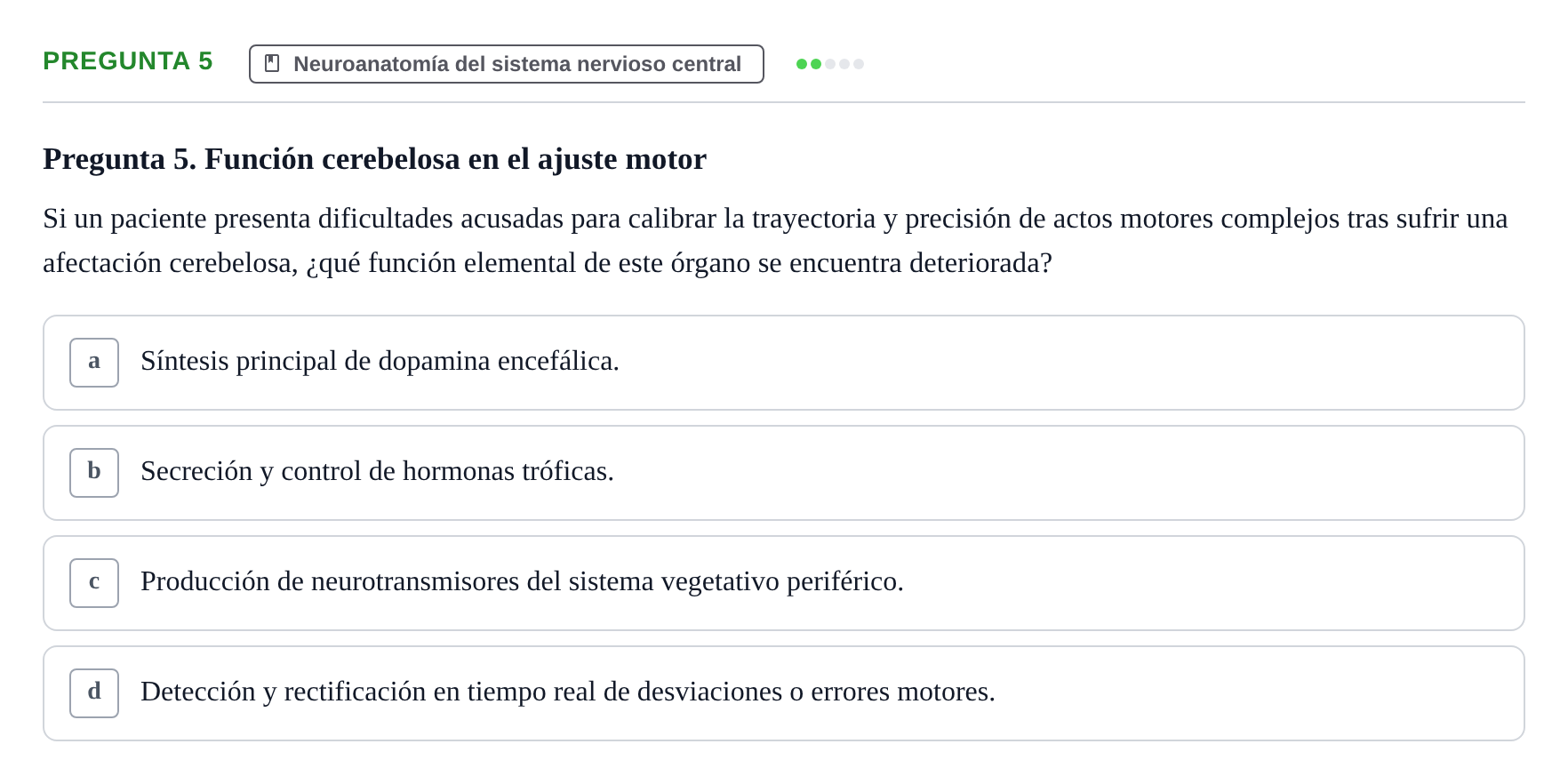 Enunciado: Pregunta 5 · Anatomía Humana UB Juny 2024