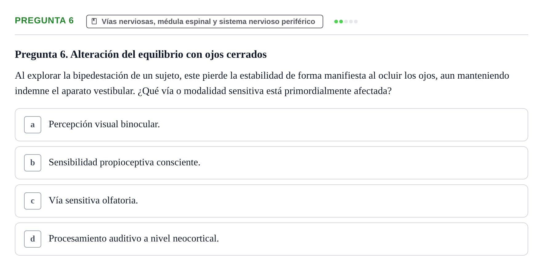 Enunciado: Pregunta 6 · Anatomía Humana UB Juny 2024