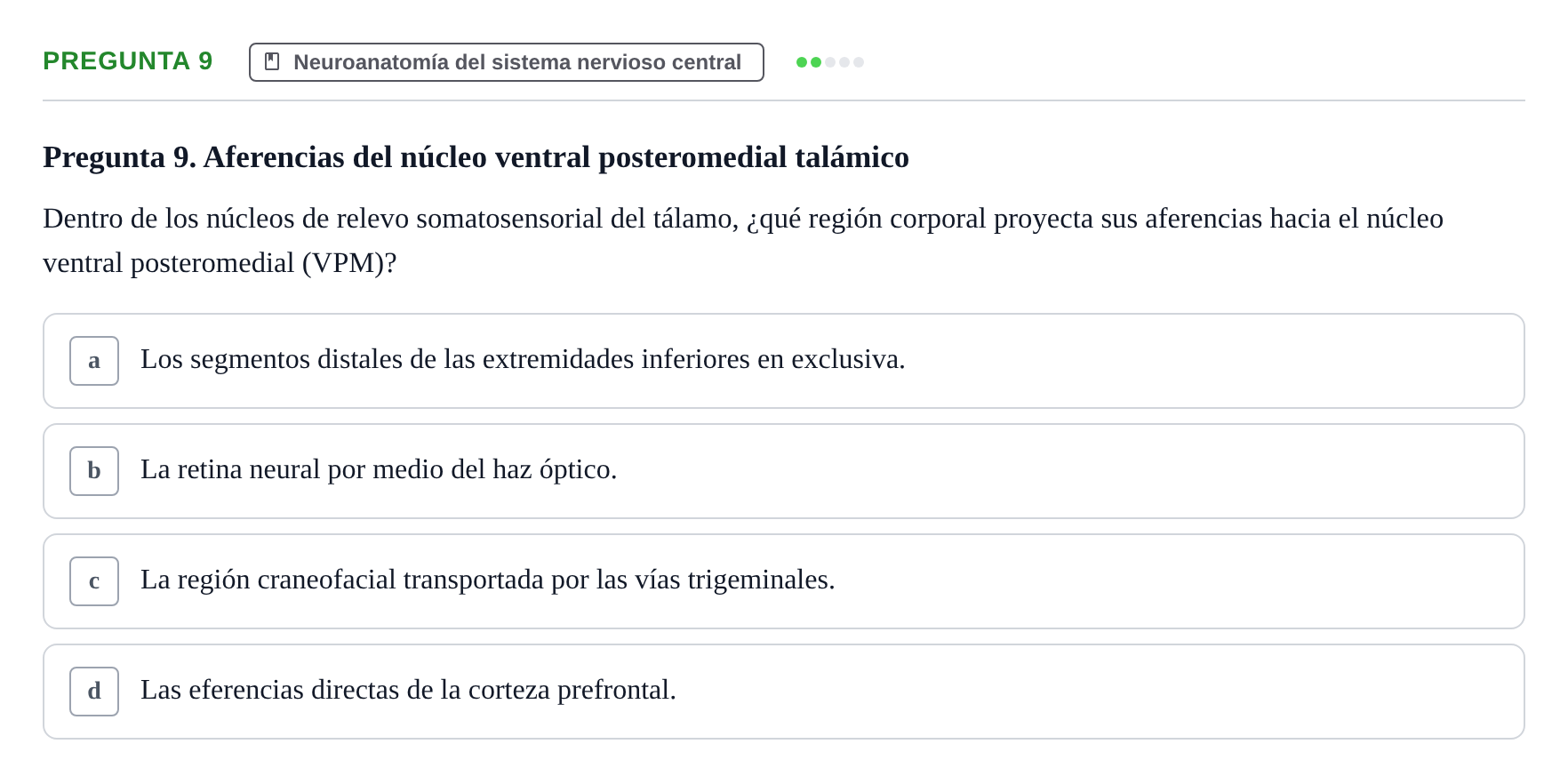 Enunciado: Pregunta 9 · Anatomía Humana UB Juny 2024