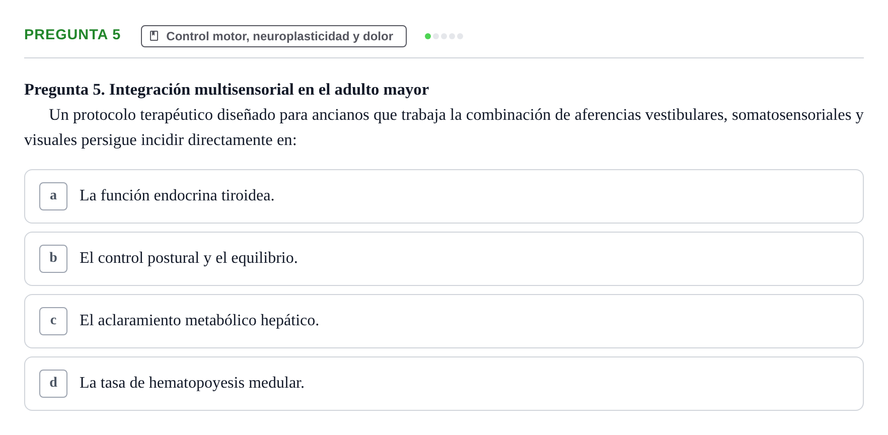Enunciado: Pregunta 5 · Anatomía Humana UB Juny 2020