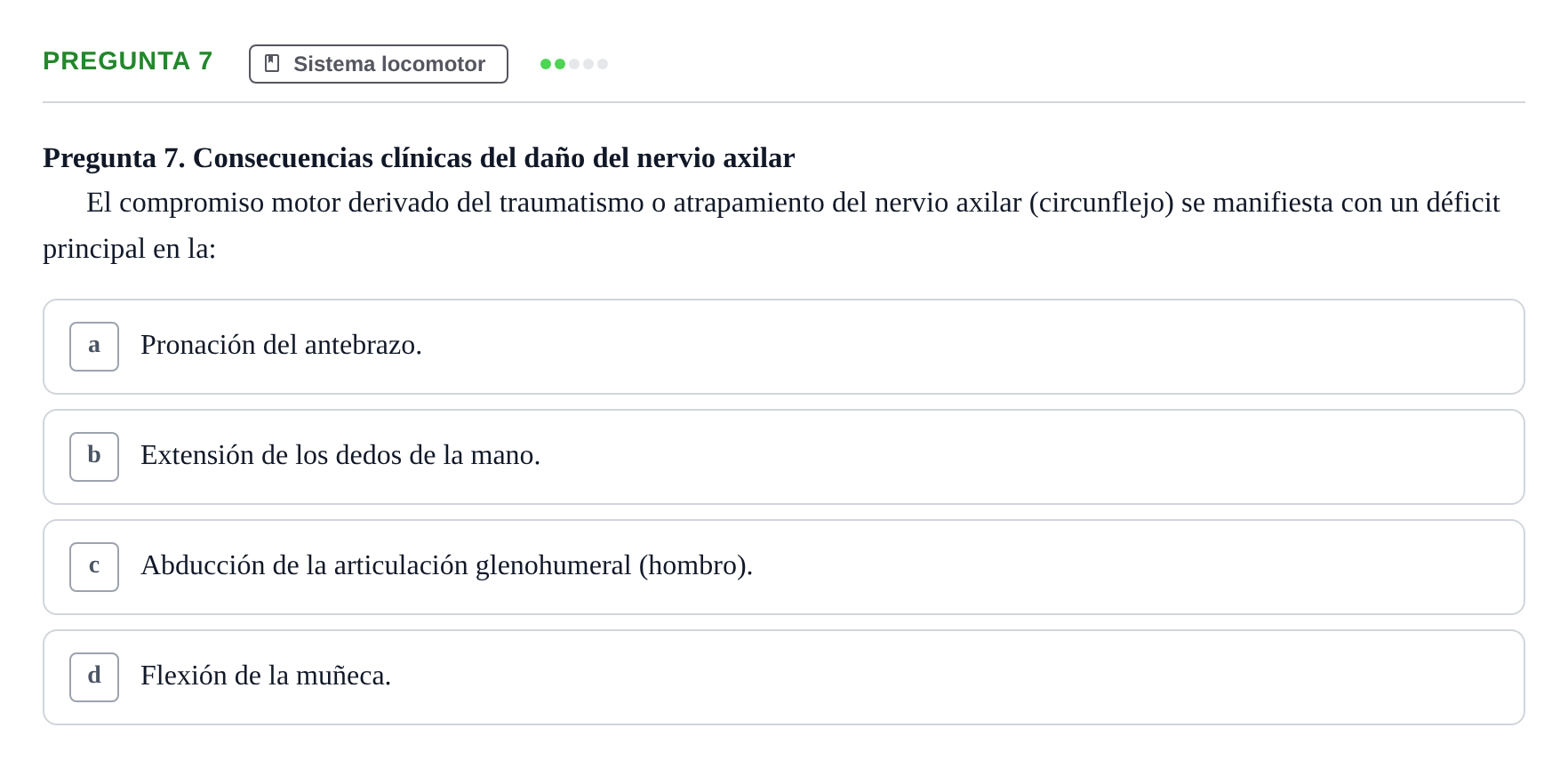 Enunciado: Pregunta 7 · Anatomía Humana UB Juny 2020