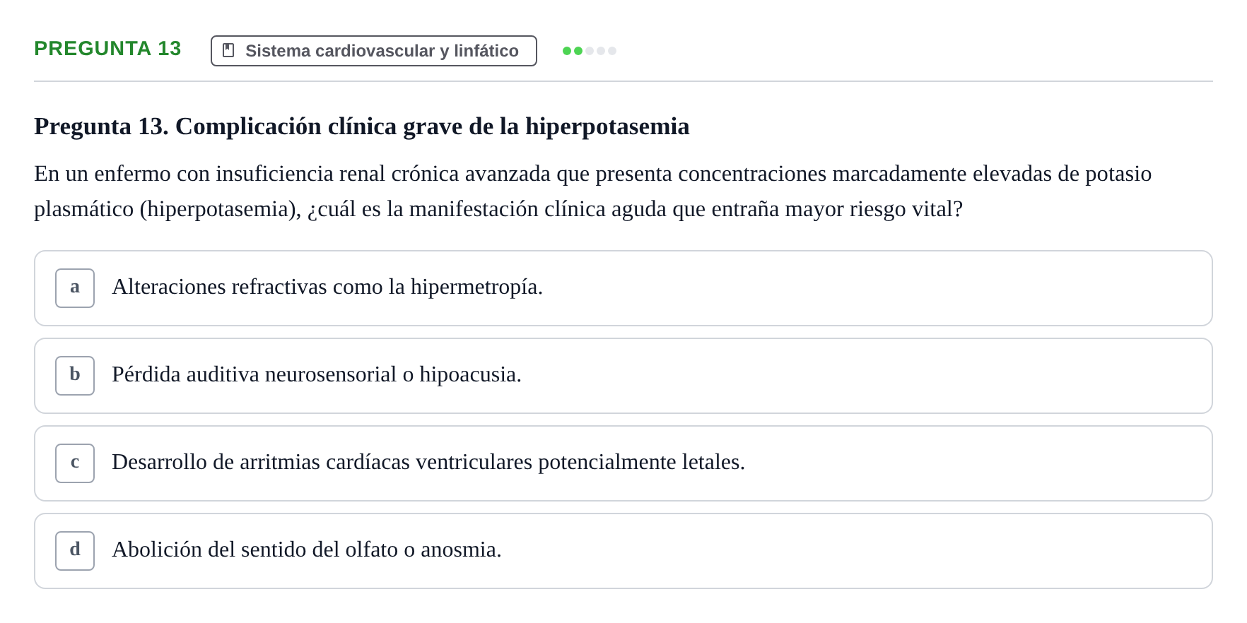 Enunciado: Pregunta 13 · Anatomía Humana UB Juny 2020