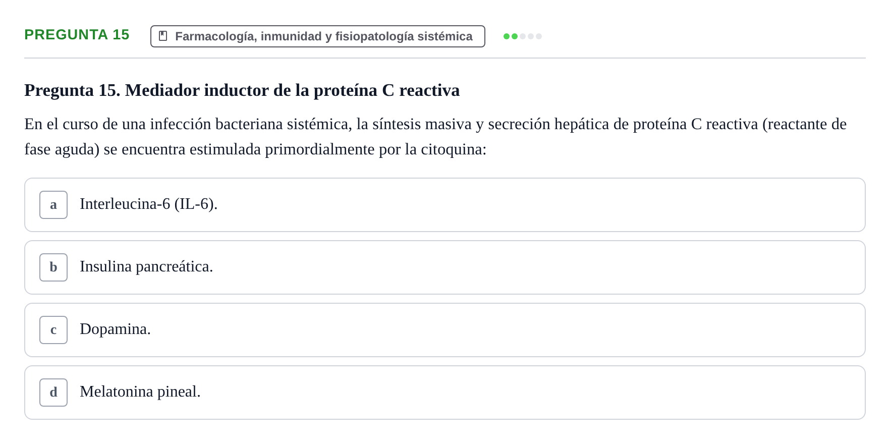 Enunciado: Pregunta 15 · Anatomía Humana UB Juny 2020