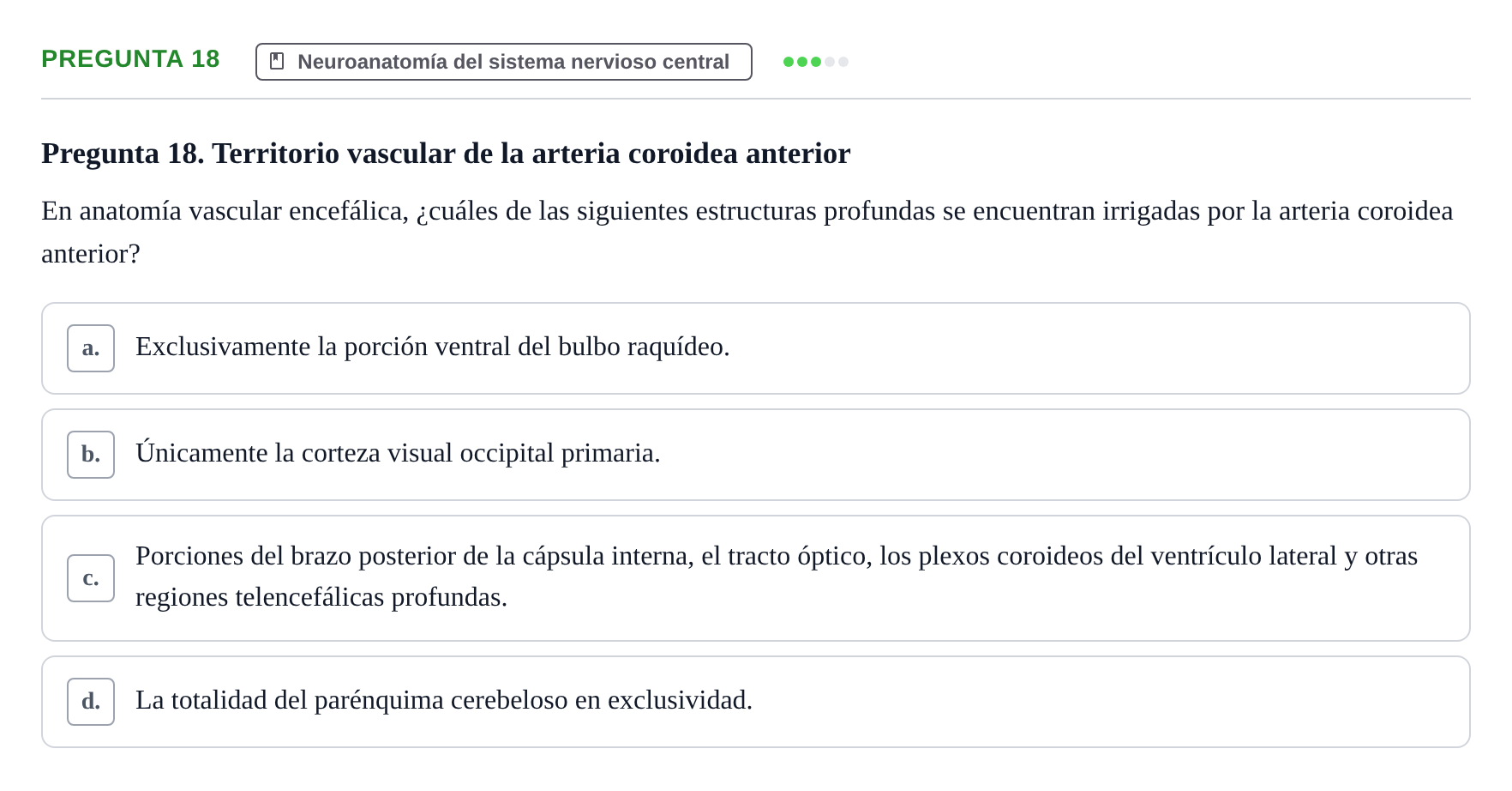 Enunciado: Pregunta 18 · Anatomía Humana UB Juny 2020