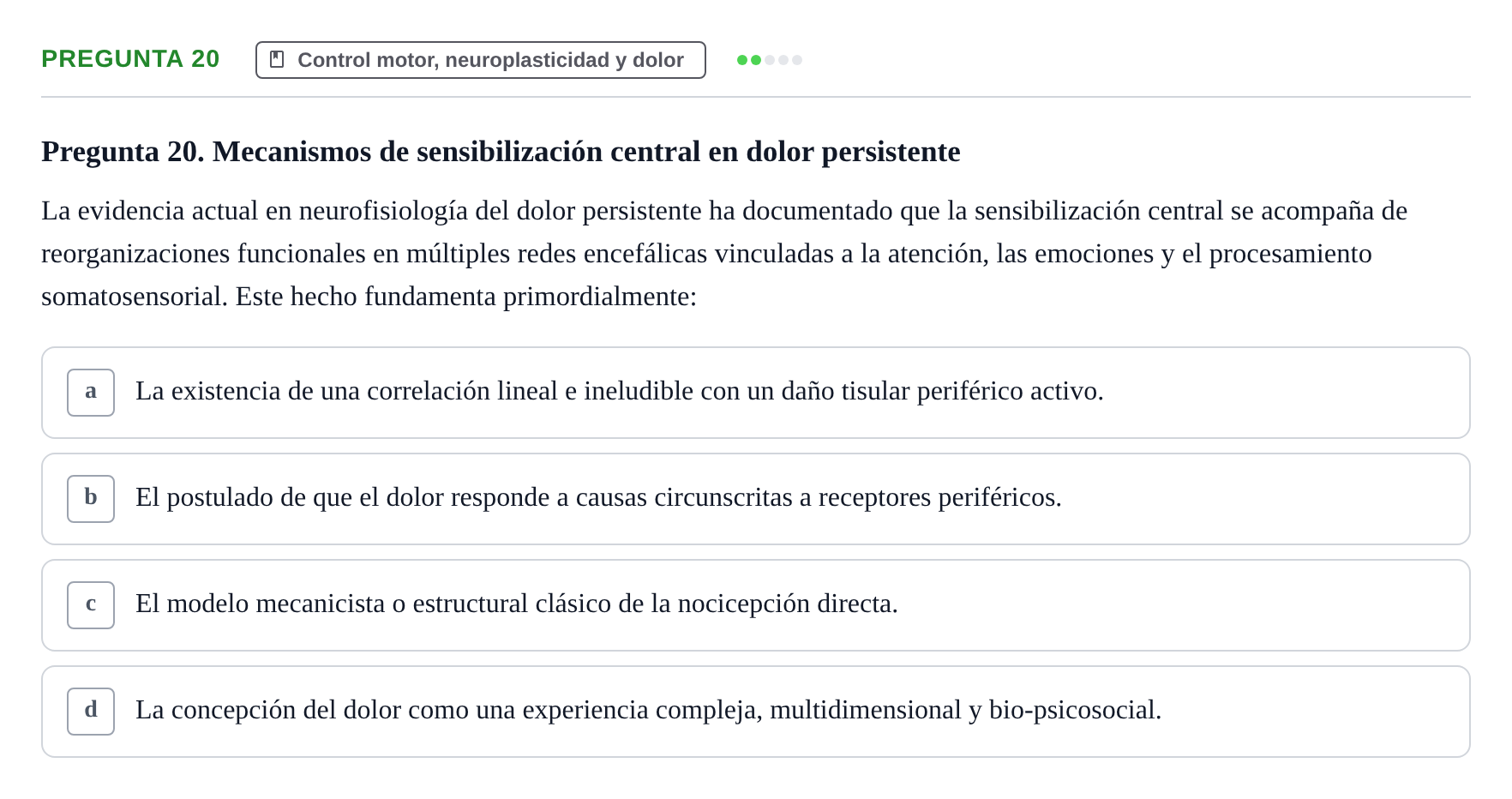 Enunciado: Pregunta 20 · Anatomía Humana UB Juny 2020